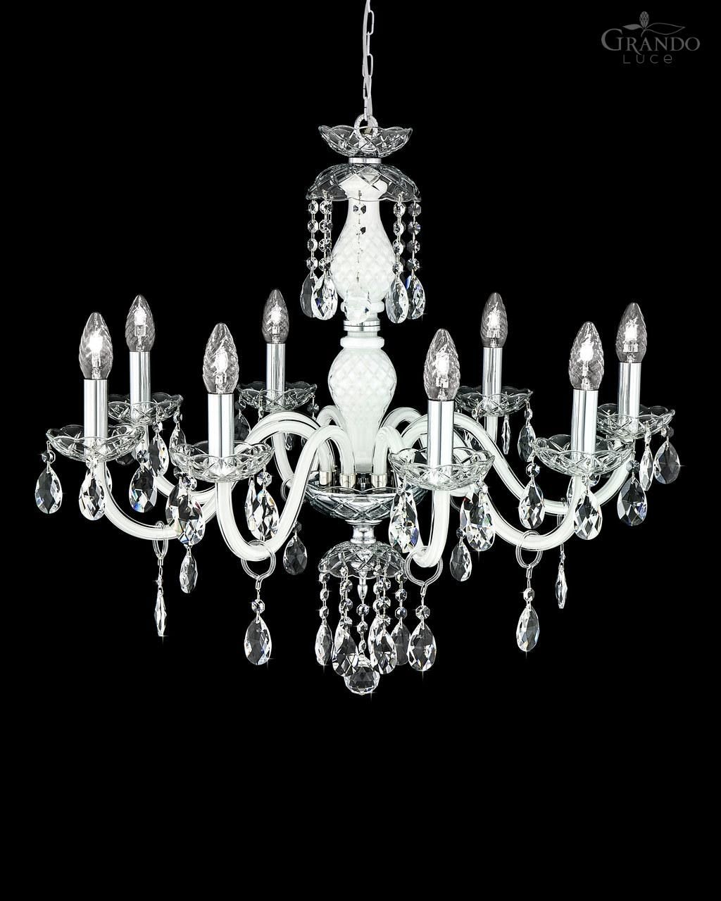 1048 Ch Chrome White Crystal Chandelier With Swrovski Spectra With Regard To White Chandeliers (Photo 10 of 12)