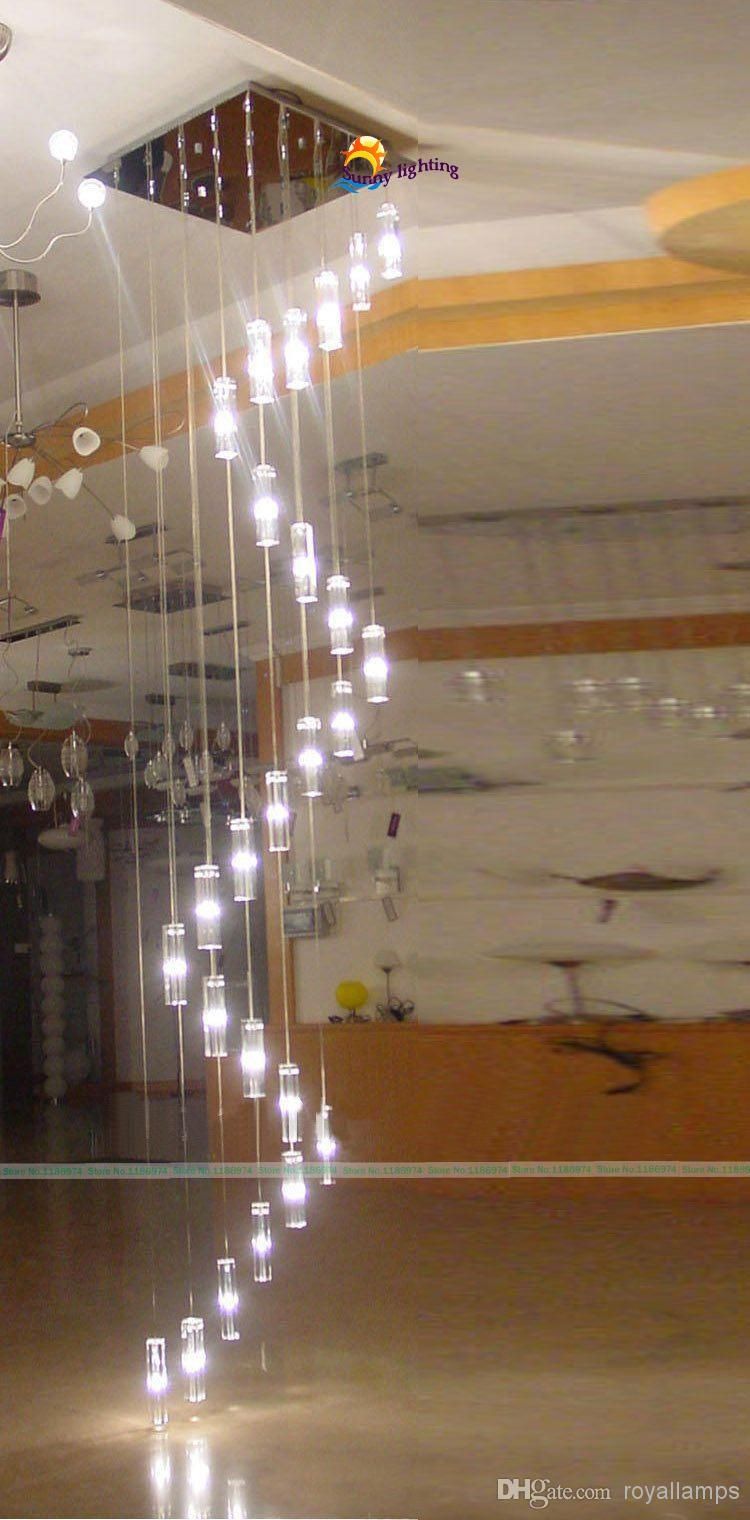 30 Lights 35 4m Large Long Stairway Crystal Chandelier Lamp Big Intended For Long Chandelier Lighting (Photo 5 of 12)
