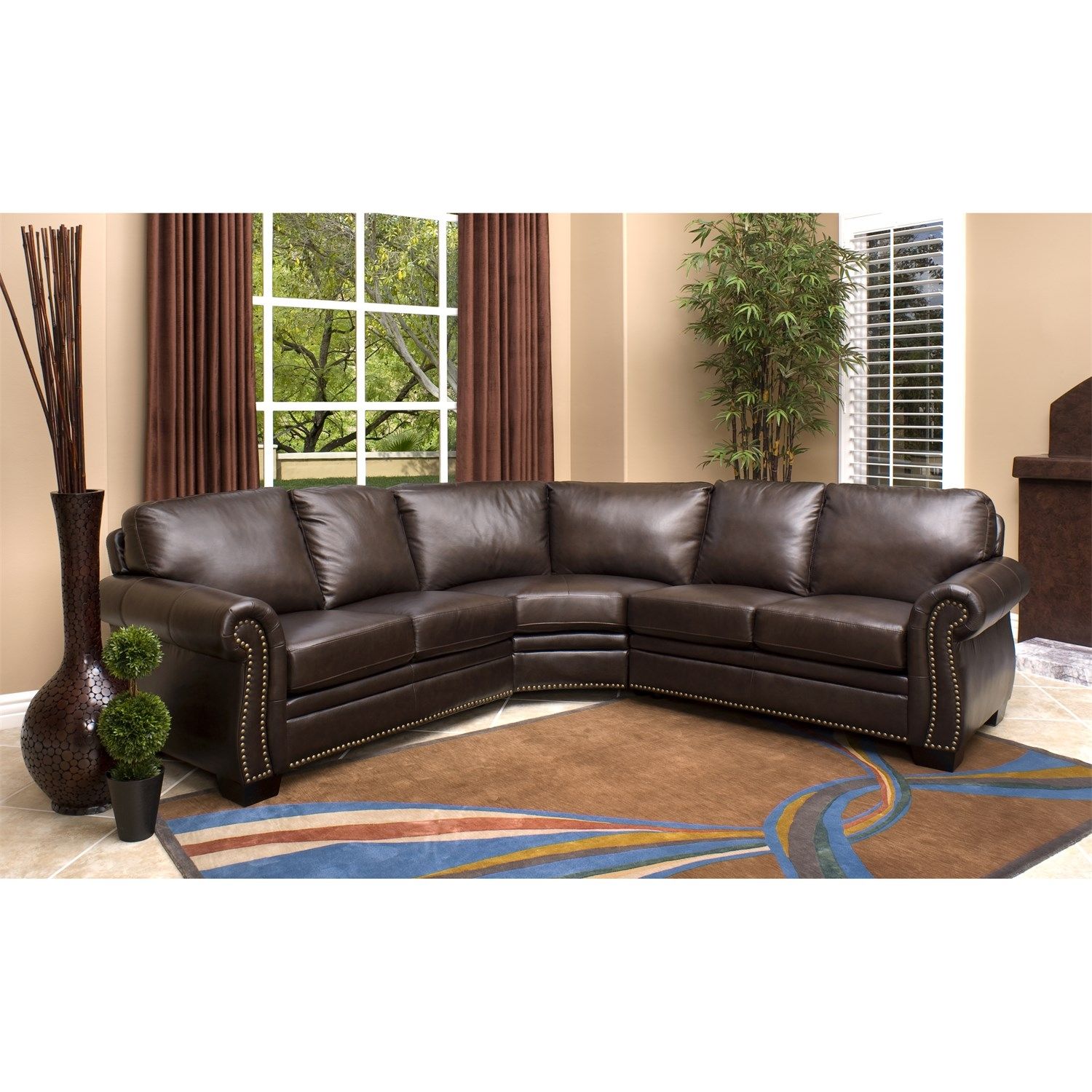 Abson Living Ci N410 Brn Oxford Italian Leather Sectional Sofa Pertaining To Abbyson Sectional Sofa (View 5 of 12)
