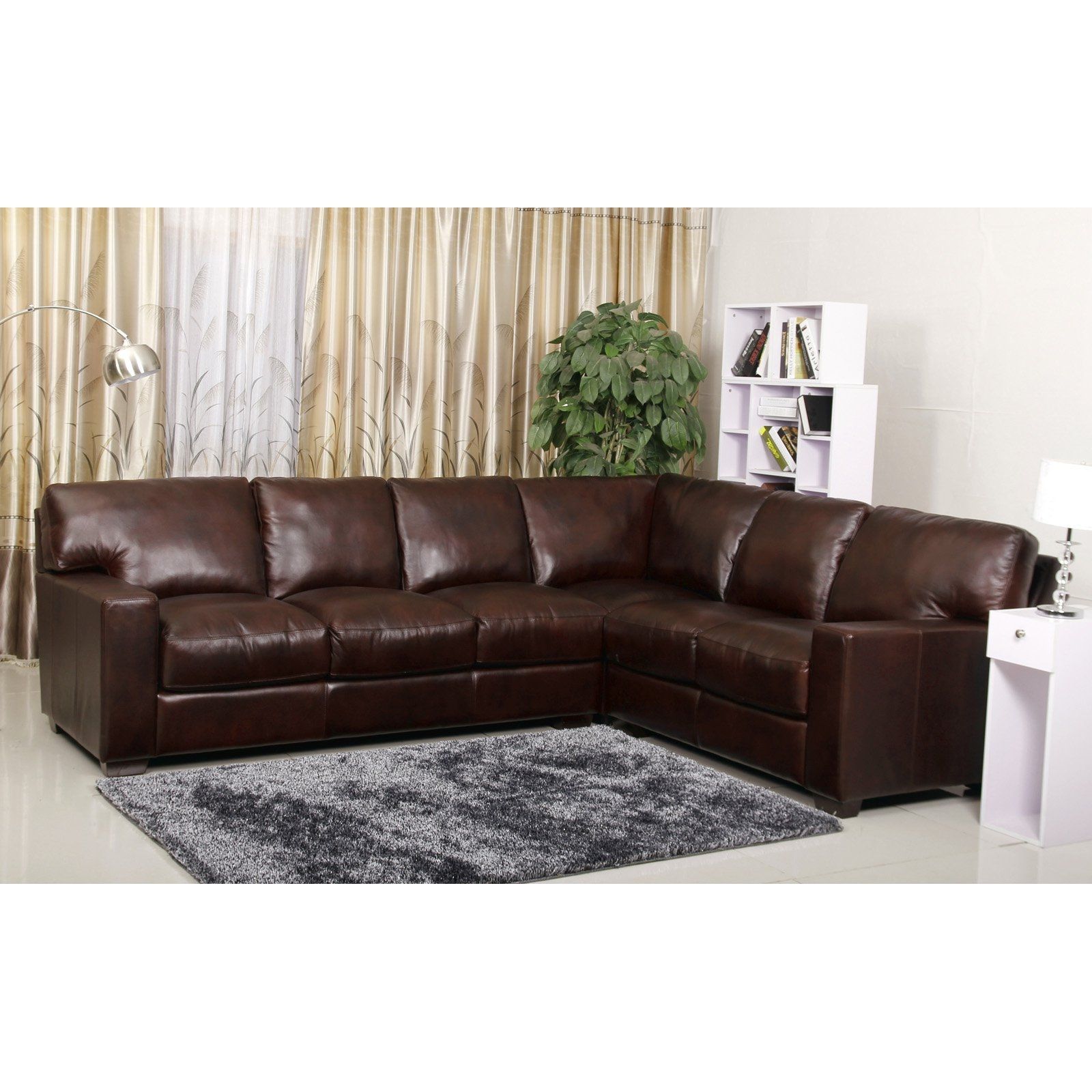Abson Vana Premium Hand Rubbed Leather Sectional Sofa Two Tone Regarding Abbyson Sectional Sofa (View 2 of 12)