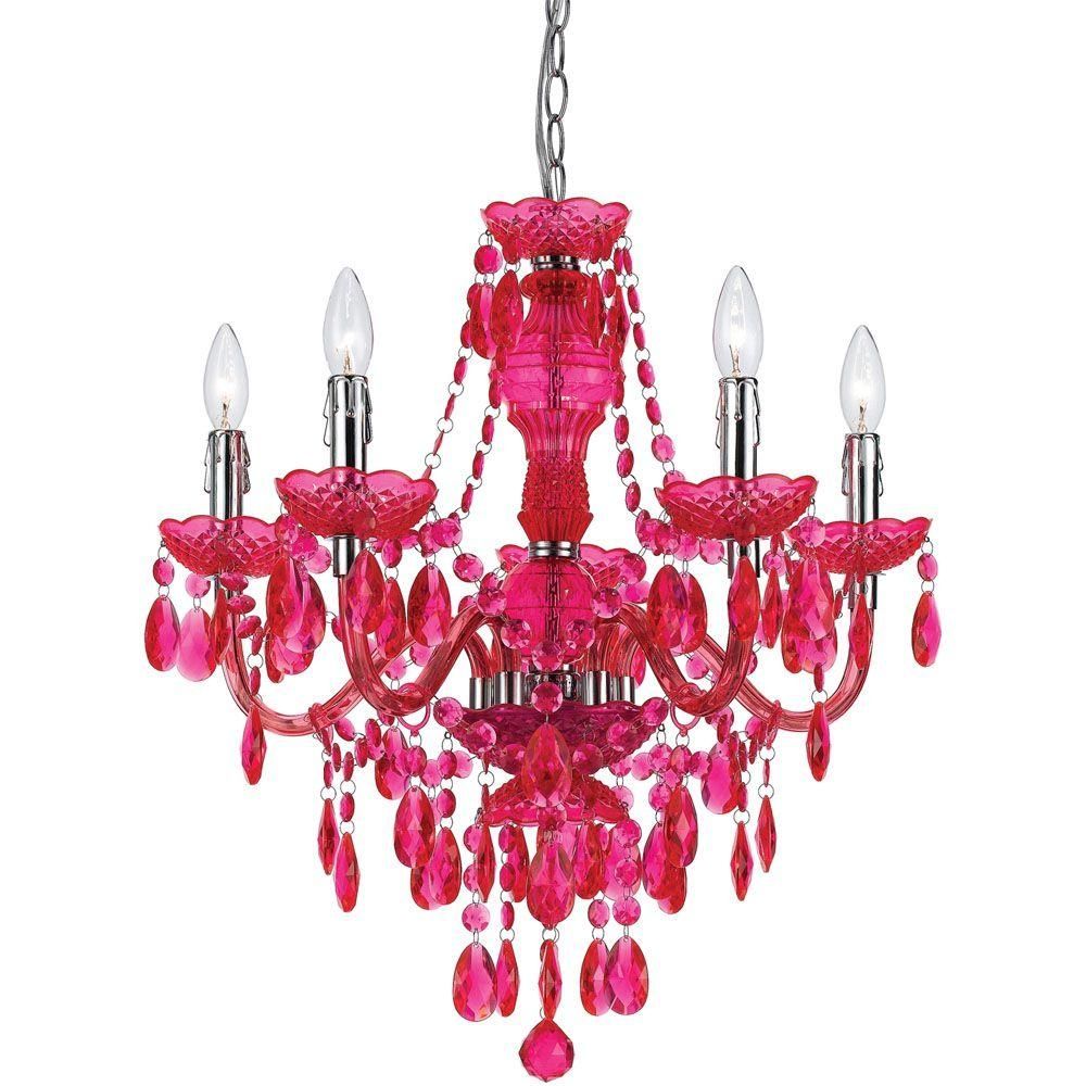 Af Lighting Fulton 5 Light Pink Chandelier 8524 5h The Home Depot Pertaining To Red Chandeliers (Photo 12 of 12)