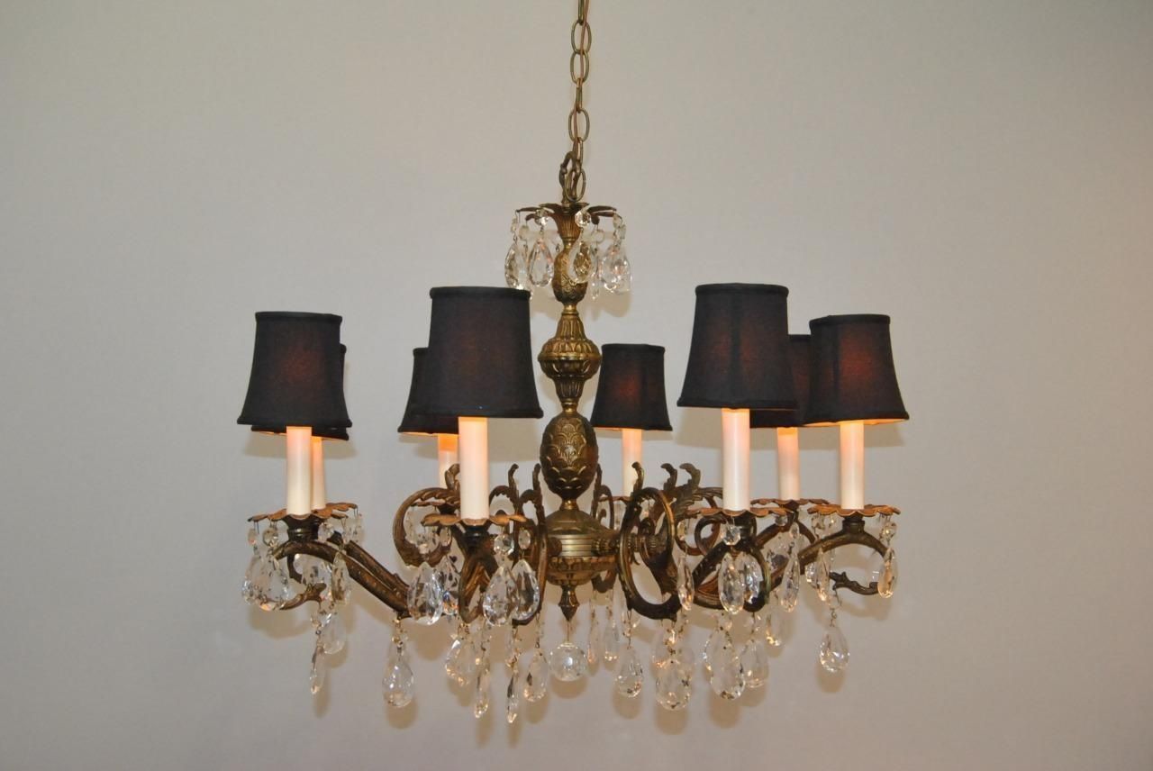 Antique French Style 8 Arm Brass Crystal Chandelier Lefflers With Crystal And Brass Chandelier (Photo 24 of 264)