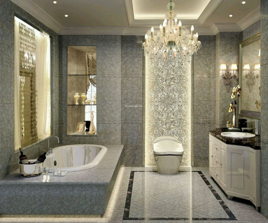 Attractive Bathroom Crystal Chandelier Amazing Luxury Bathroom With Regard To Crystal Bathroom Chandelier (Photo 5 of 12)