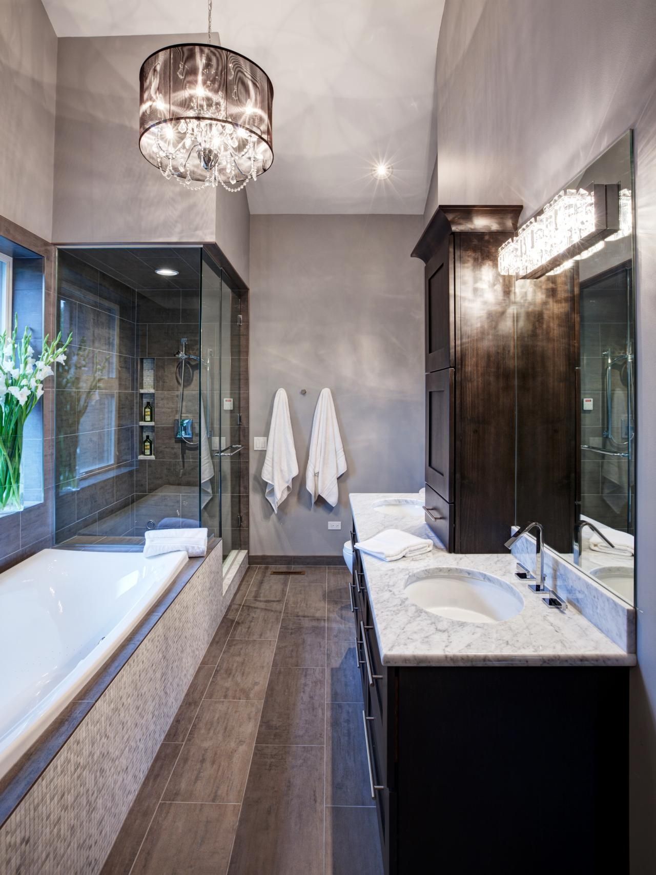 Bathrooms Gold Bathroom With Oval Bathtub Under Crystal Throughout Crystal Bathroom Chandelier (View 10 of 12)