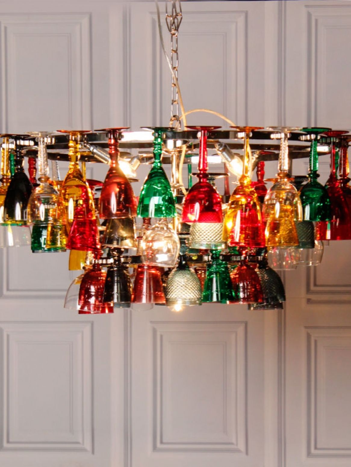 Beautiful Wine Glass Chandelier Inspiration Home Designs Intended For Coloured Glass Chandelier (Photo 5 of 12)