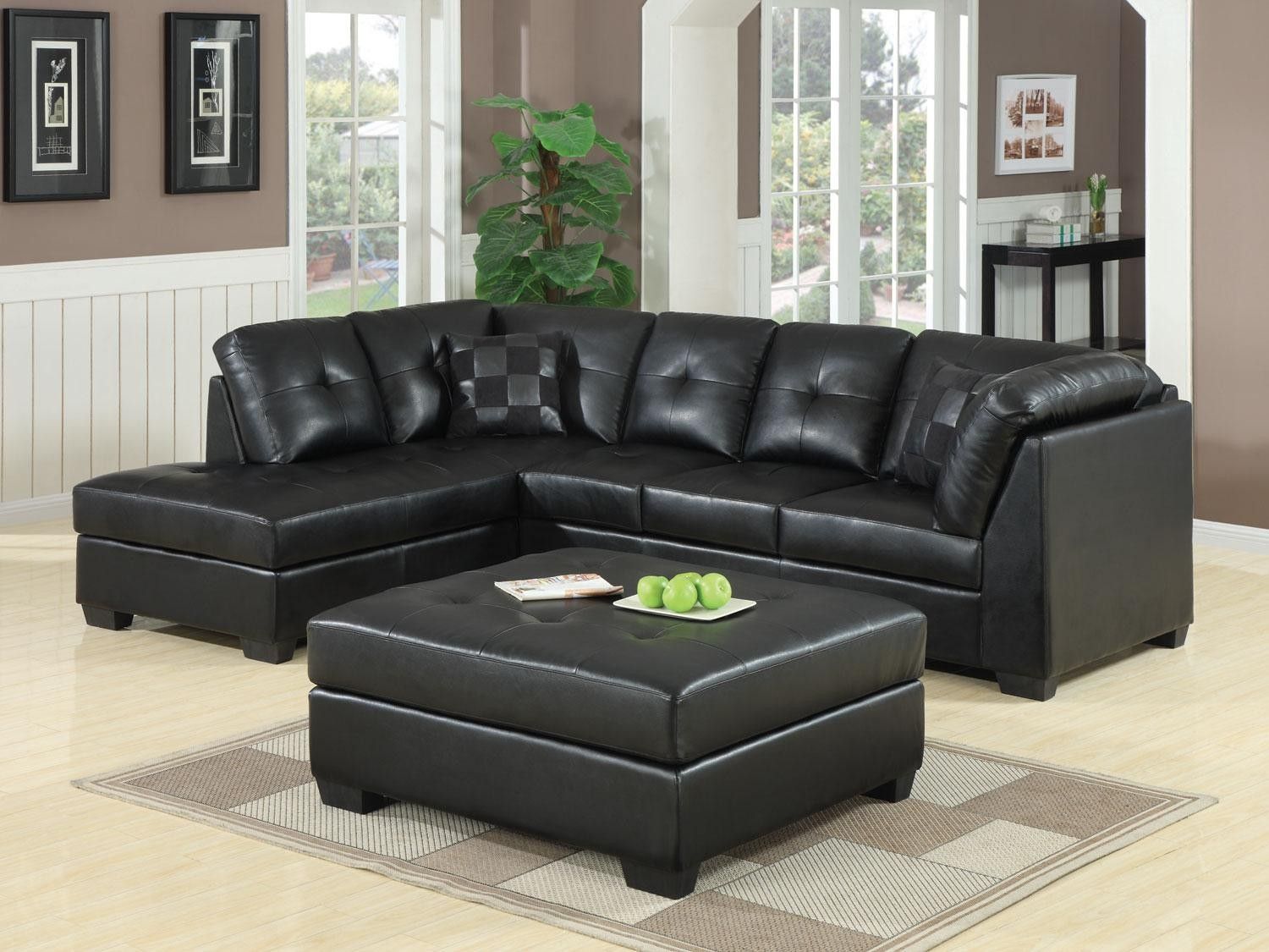 Black Leather Sectional Sofa With Chaise Hereo Sofa Intended For Contemporary Black Leather Sectional Sofa Left Side Chaise (View 6 of 12)