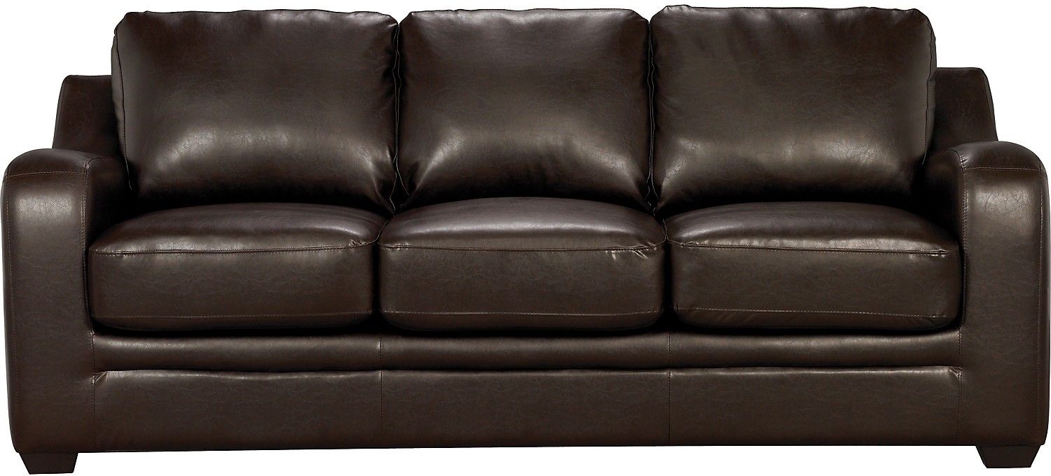 Chase Brown Faux Leather Sofa The Brick With Brick Sofas (View 1 of 12)