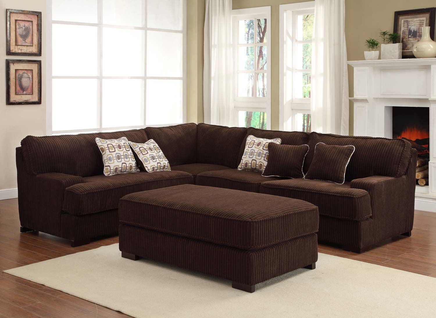 small chocolate brown leather sofa sectional near 34949