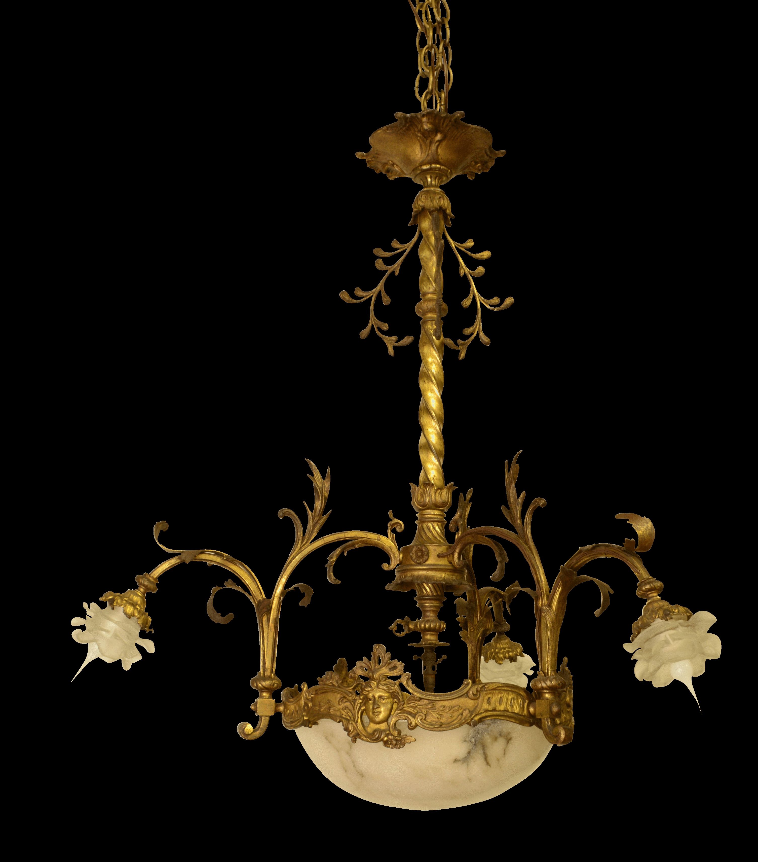 French Alabaster Chandelier New In Stock Antique 19th Century In French Glass Chandelier (Photo 3 of 12)