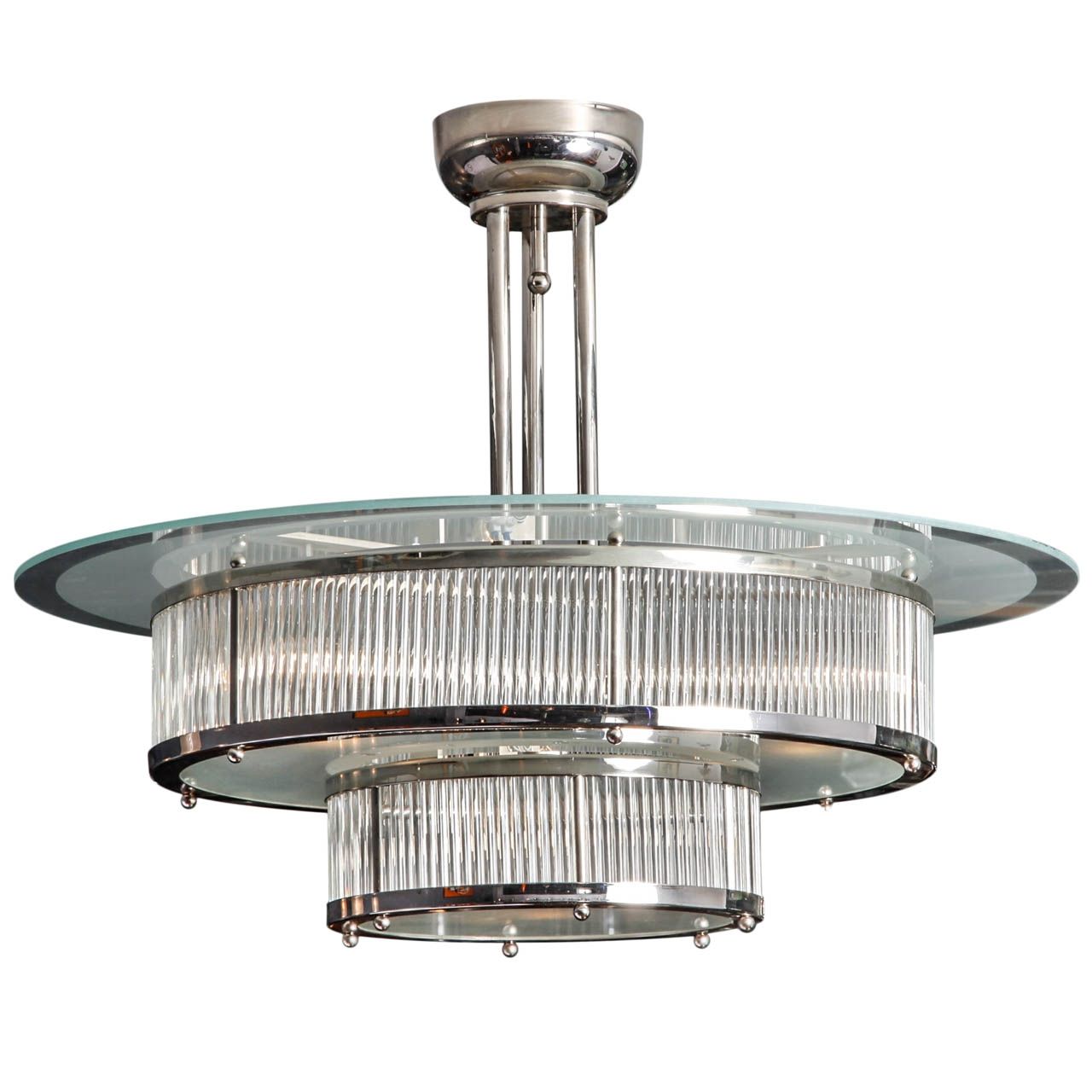 French Art Deco Pendant Chandelier Atelier Petitot Modernism Intended For Art Deco Chandeliers (View 2 of 12)