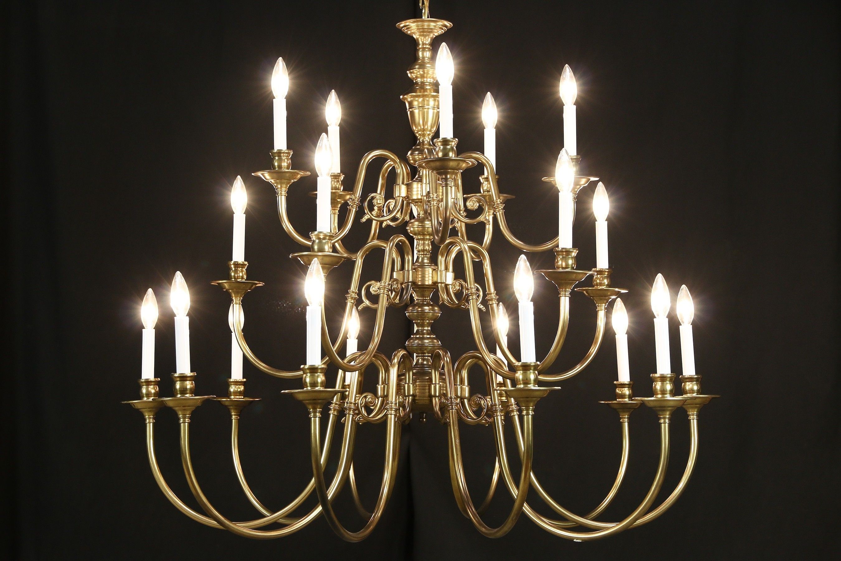 Georgian Style Chandelier Vintage 3 Tier Patinated Brass 20 Intended For Georgian Chandelier (Photo 12 of 12)