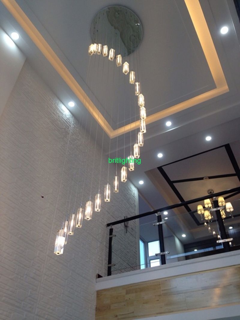 Indoor Stair Lamp Crystal Chandelier Modern K9 Large Led Spiral Within Staircase Chandeliers (View 7 of 12)