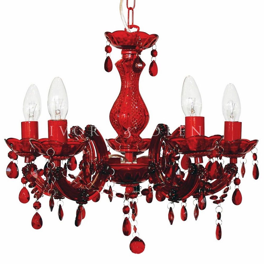 Love Red Vintage Marie Therese Crystal Chandelier Glass Post 5 Arm Intended For Red Chandeliers (View 6 of 12)