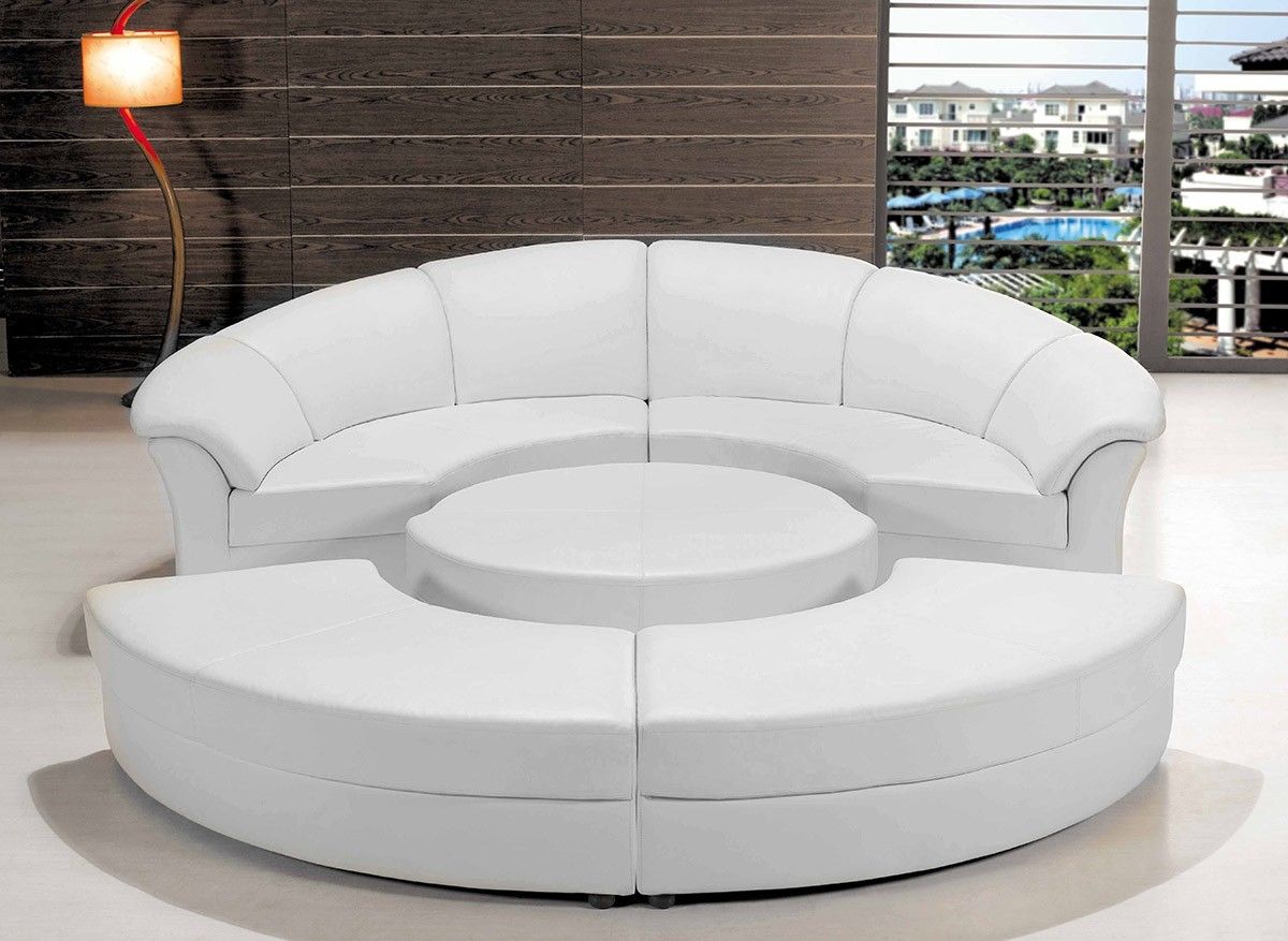 Modern White Leather Circular Sectional Sofa Inside Circle Sectional Sofa (View 6 of 12)