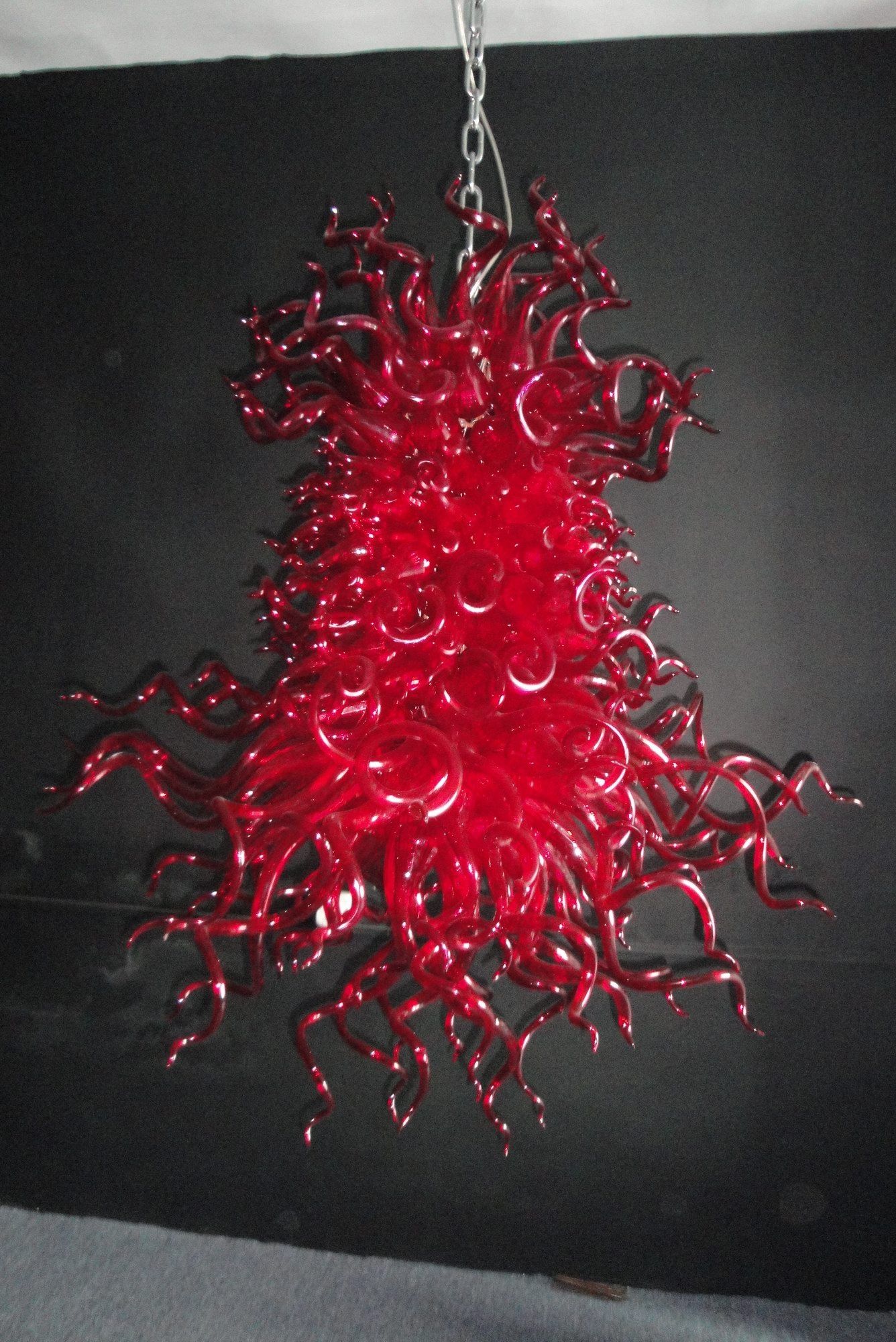 Red Blown Glass Chandelier Pertaining To Red Chandeliers (View 5 of 12)