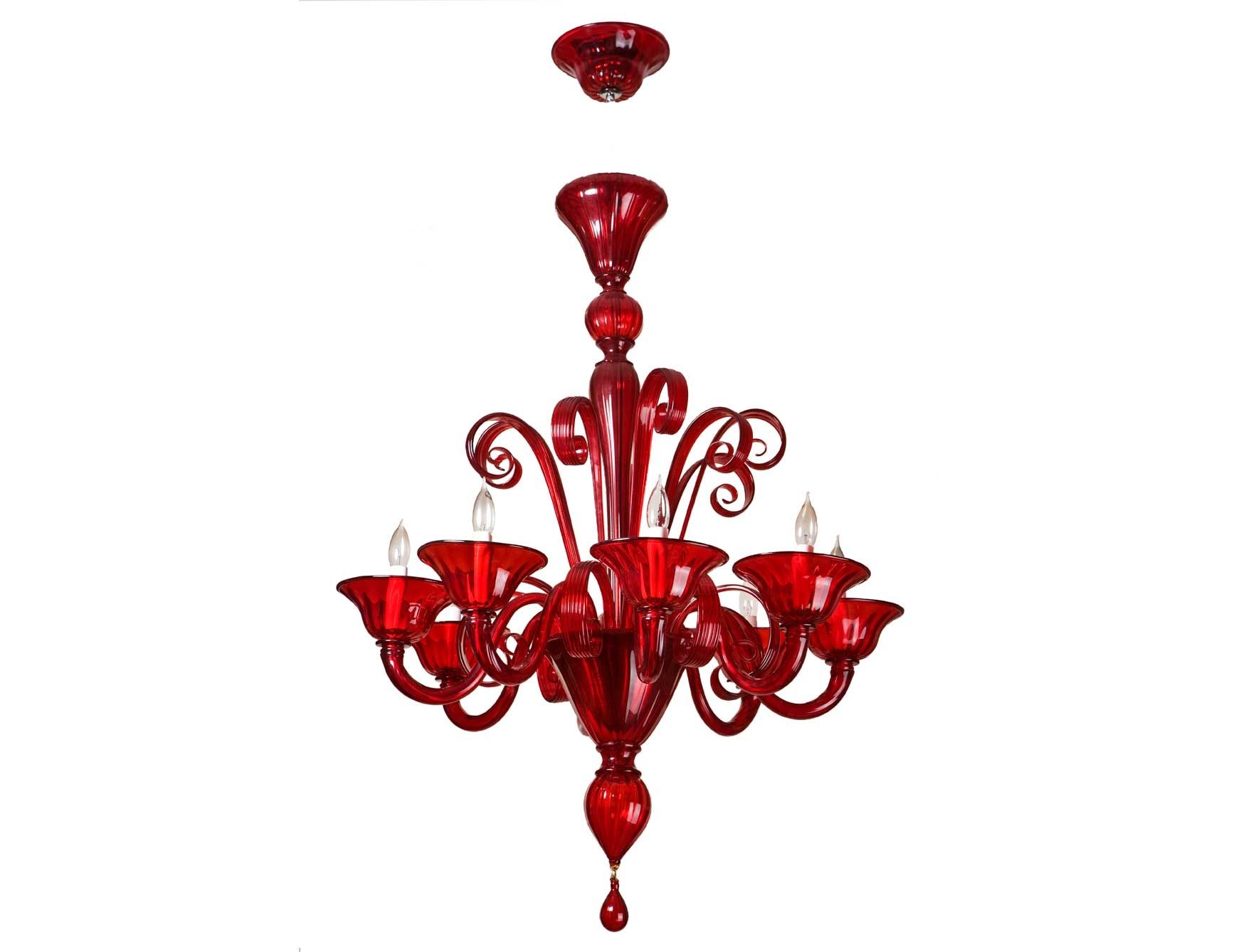 Red Murano Glass Chandelier Roselawnlutheran With Regard To Red Chandeliers (View 3 of 12)