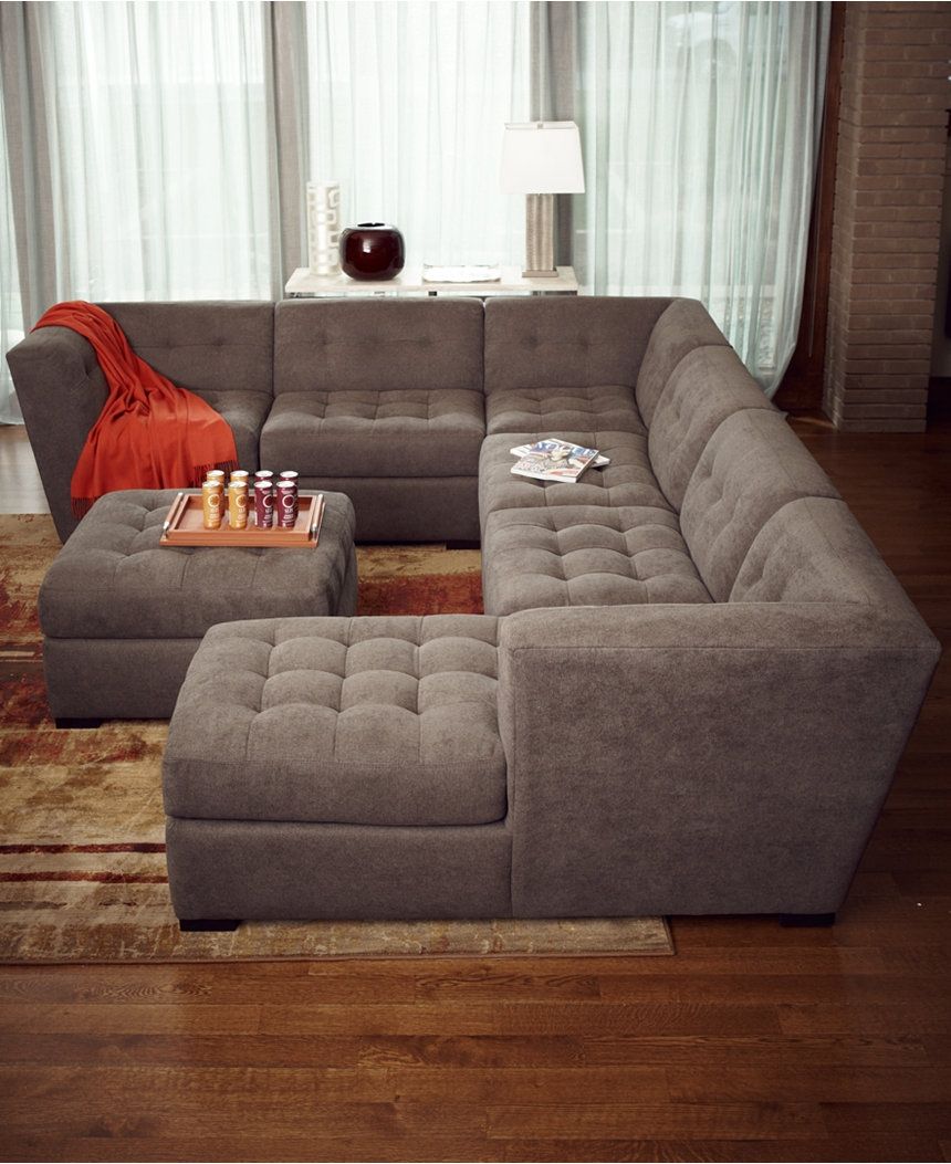Roxanne Fabric 6 Piece Modular Sectional Sofa W Ottoman Modular Intended For 6 Piece Modular Sectional Sofa 