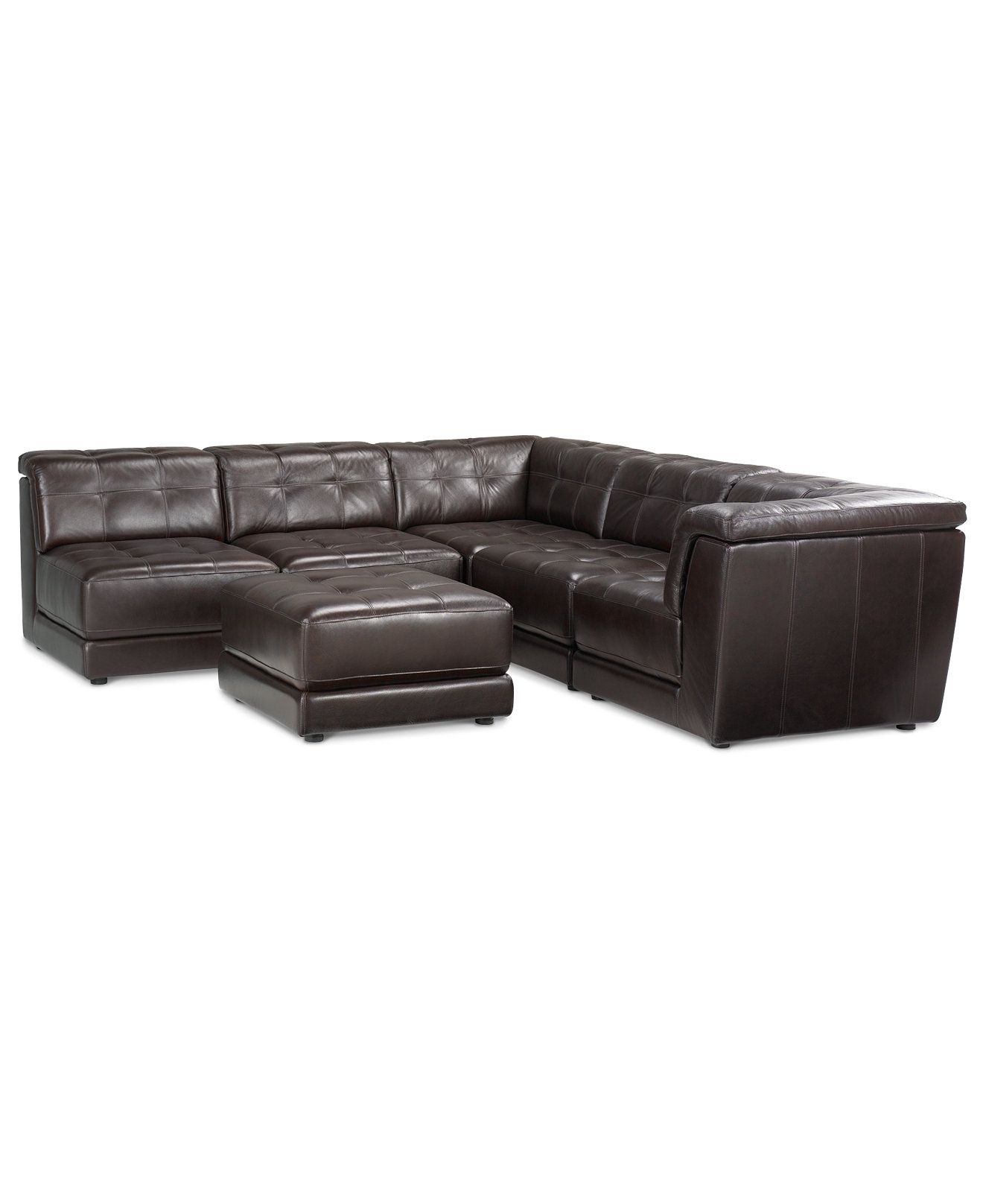 Stacey Leather 6 Piece Modular Sectional Sofa 3 Armless Chairs 2 In 6 Piece Leather Sectional Sofa (View 10 of 12)