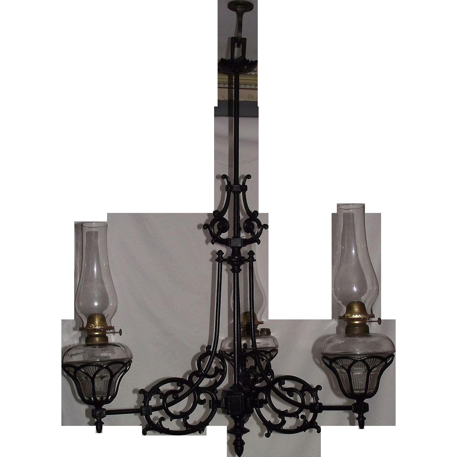 Three Arm Cast Iron Chandelier Model 108 Still In Oil Circa 1868 With Regard To Cast Iron Chandelier (View 7 of 12)