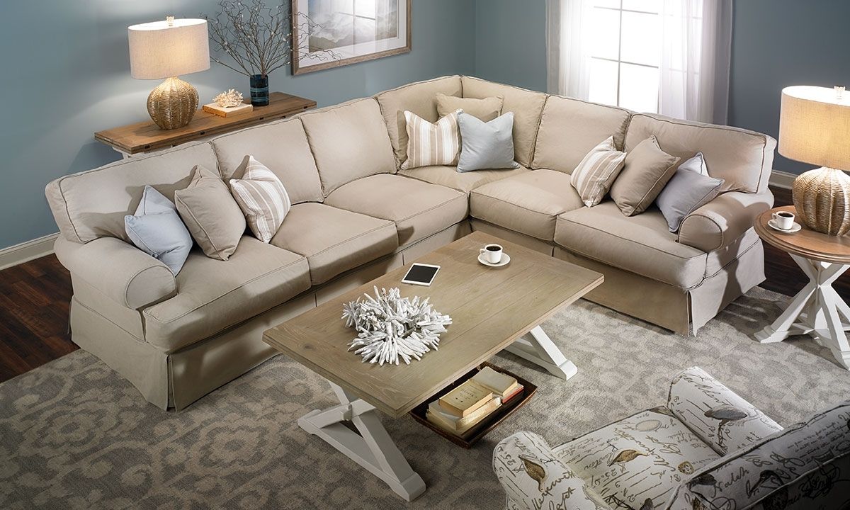 Two Lanes Natural Classic Slipcovered Sectional Sofa Haynes For Classic Sectional Sofas (View 3 of 12)