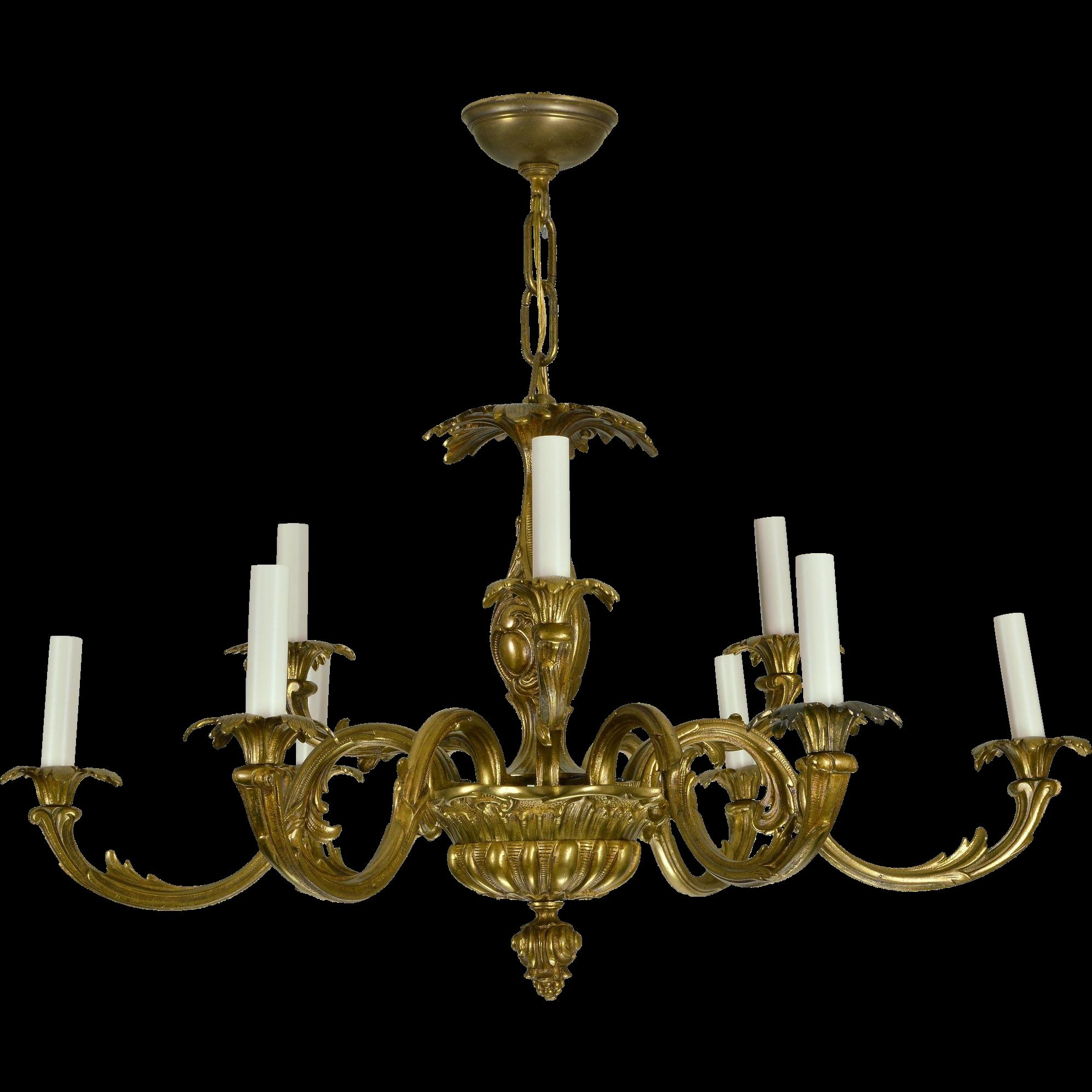 Vintage Brass French Baroque Chandelier From Tolw On Ru Lane Intended For Vintage Chandelier (Photo 7 of 12)