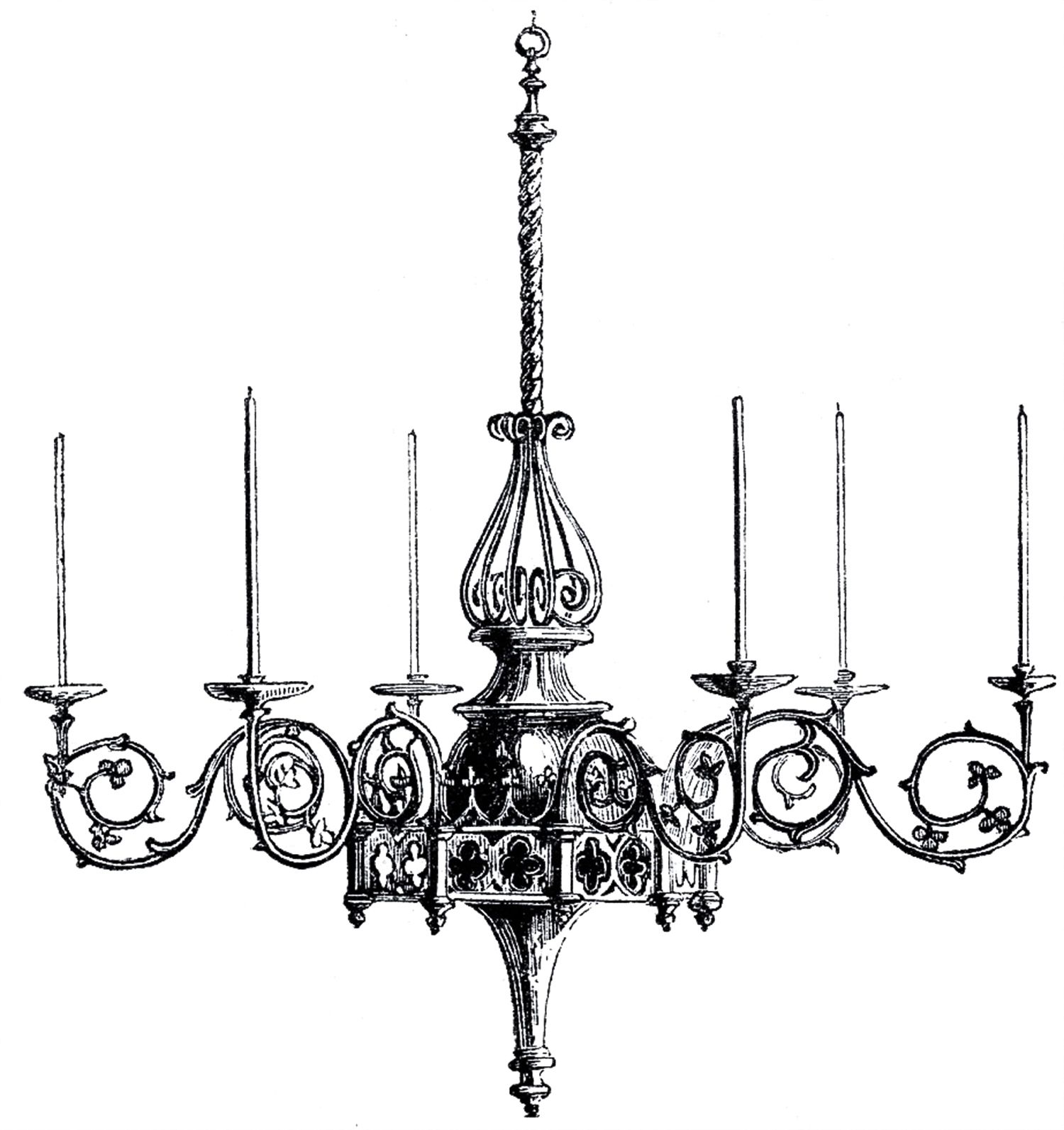 Vintage Gothic Chandelier Image The Graphics Fairy Inside Vintage Chandelier (Photo 11 of 12)