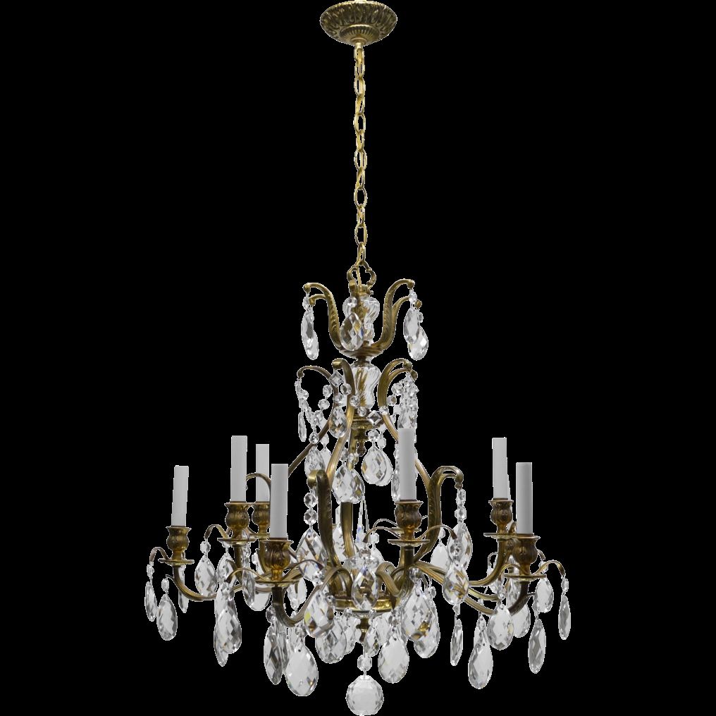 Vintage Swedish Chandelier Brass Crystal 10 Lights From Tolw With Regard To Vintage Chandelier (View 6 of 12)