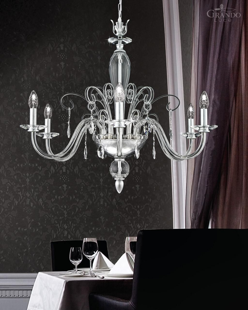 1206 Ch Silver Leaf Crystal Chandelier With Crystal Swarovski Intended For Silver Chandeliers (View 3 of 12)