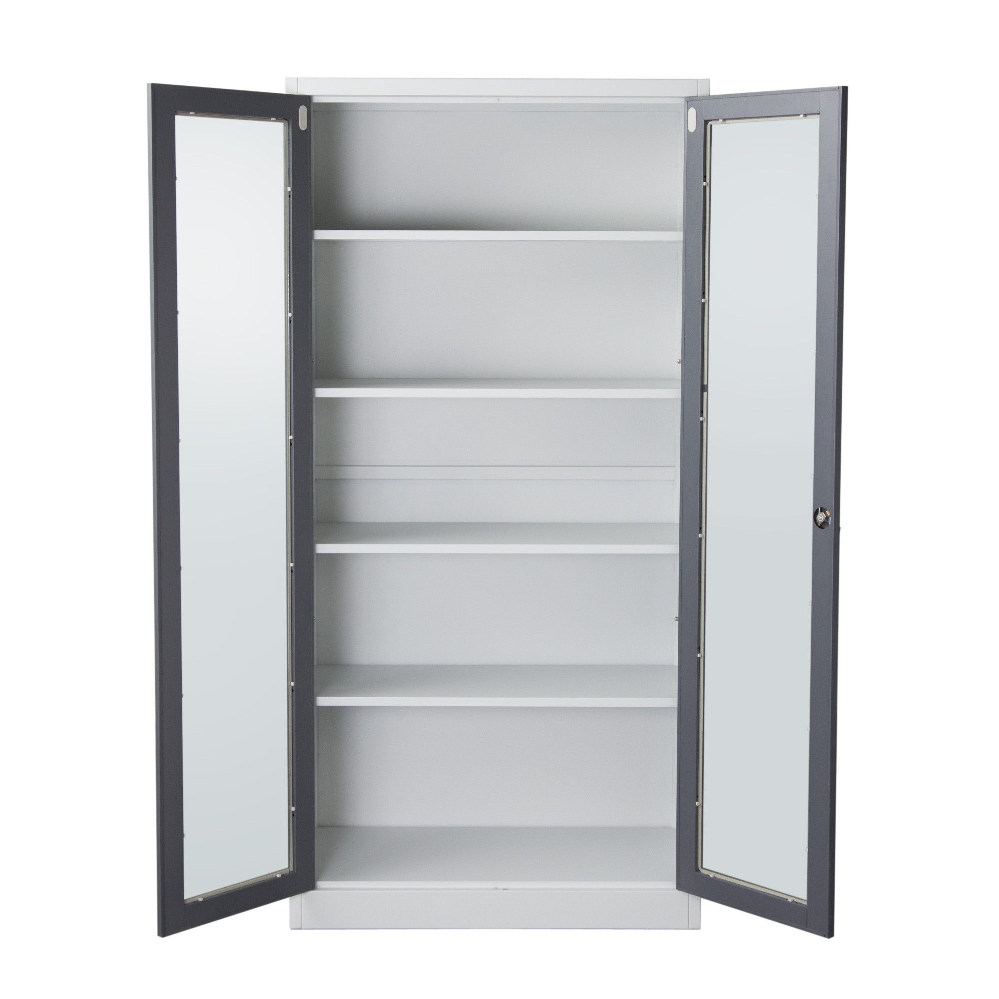 2 Door Bookcase With 5 Shelves In Dark Greyoff White Diamond Within Off White Bookcase (View 5 of 15)