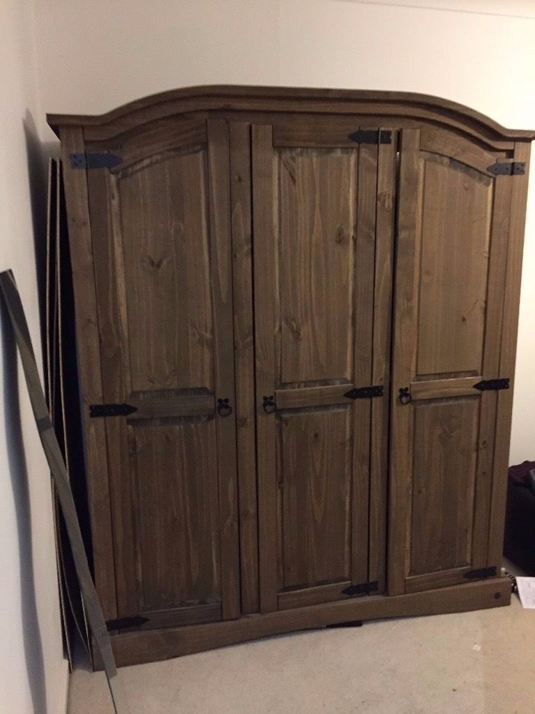 3 Door Dark Wooden Wardrobe 6 Months Old From Argos 100 Ono Intended For Dark Wood Wardrobes (View 8 of 15)
