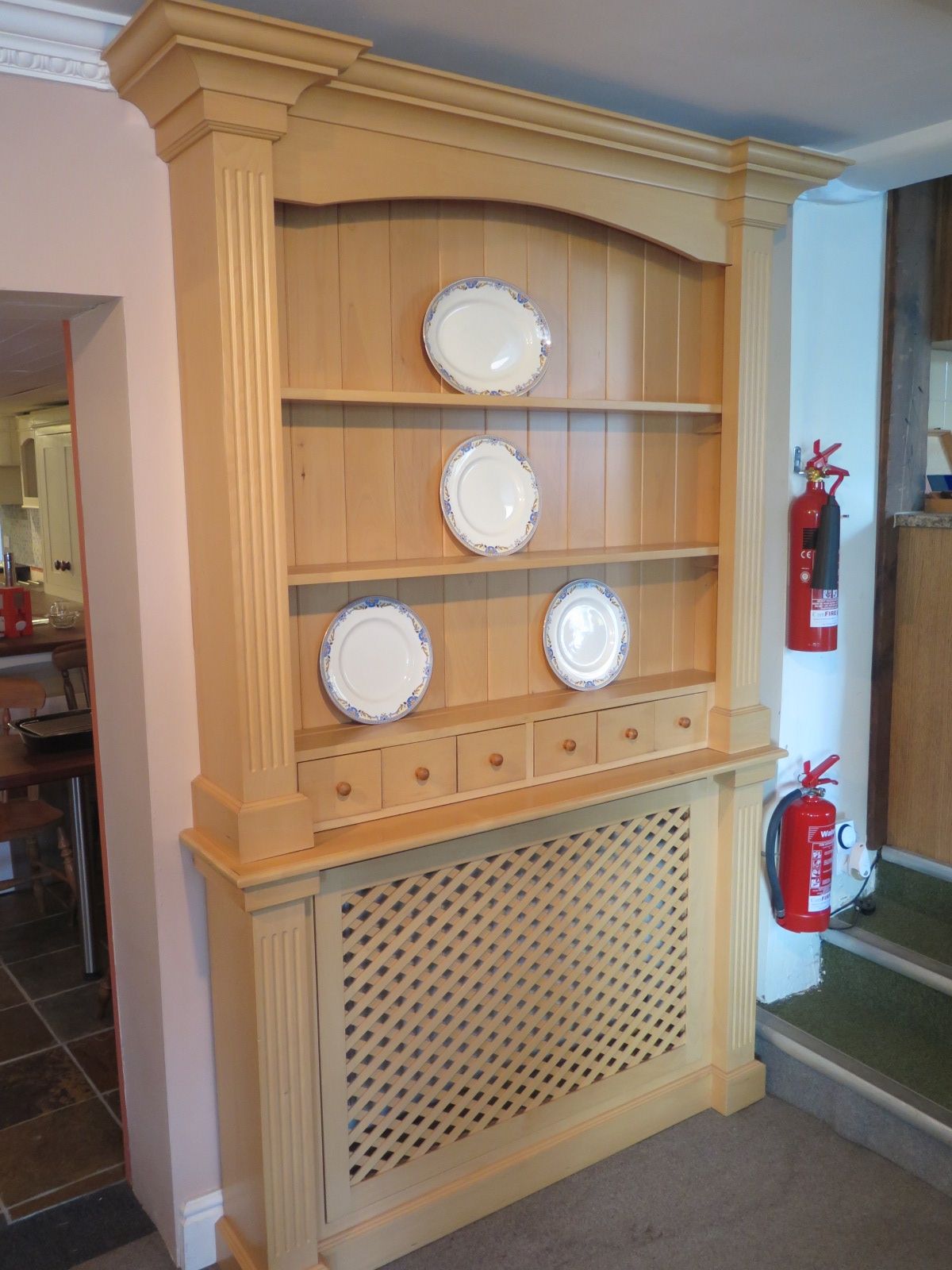 A Beech Radiator Cover Unit With Shelves And Spice Drawers Above For Radiator Cover Shelf Unit (View 13 of 15)