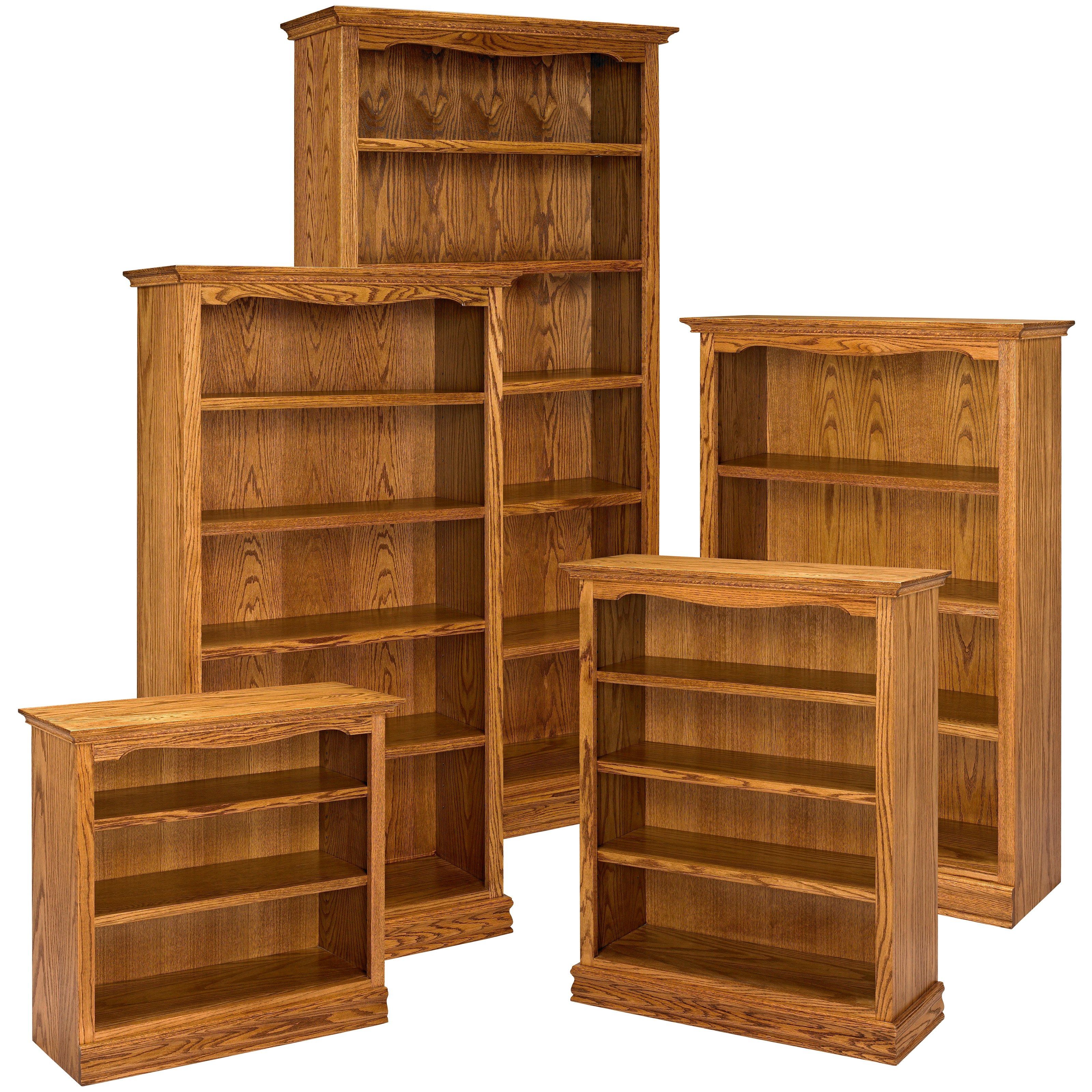 A E Solid Oak Americana Wood Bookcase Bookcases At Hayneedle Regarding Solid Oak Bookcase (View 11 of 15)