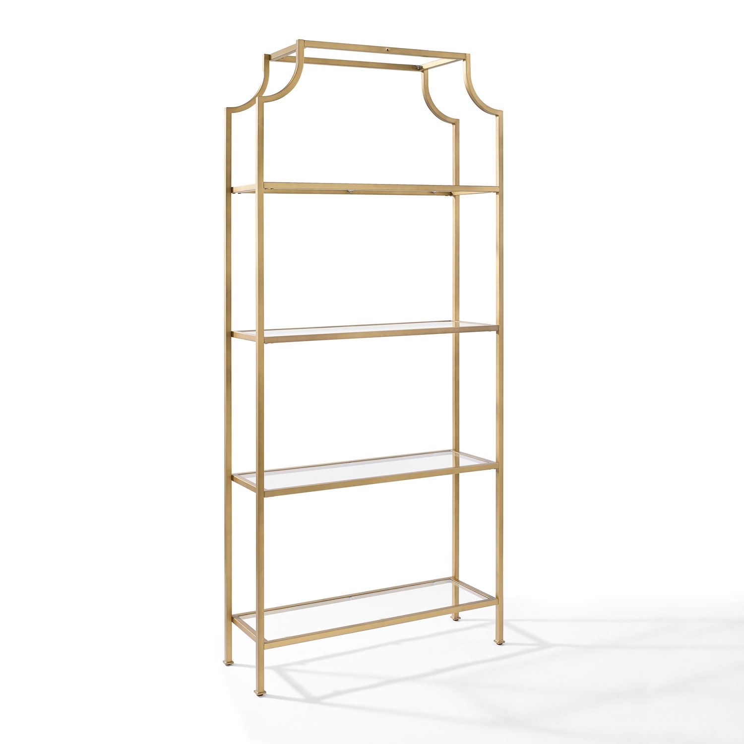 Aimee Gold Glass Etagere Crosley Furniture Free Standing Shelves For Free Standing Glass Shelves (Photo 1 of 12)