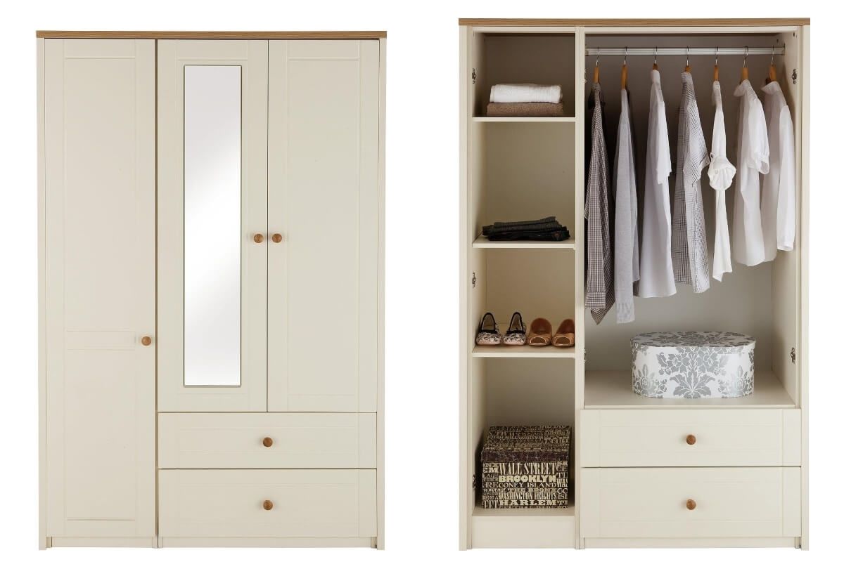 Alderley Cream Ready Assembled And Partly Assembled Bedroom With Wardrobe With Shelves And Drawers (View 8 of 15)