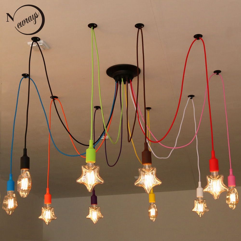 Aliexpress Buy Diy Colourful Spider Chandelier Lamp Lights Throughout Retro Chandeliers (Photo 12 of 12)