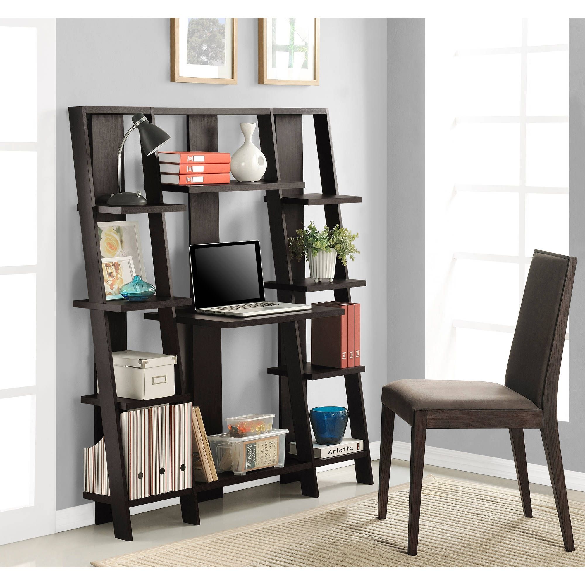 Ameriwood Home Gradient Ladder Deskbookcase Espresso Walmart For Ladder Bookcase (View 3 of 15)