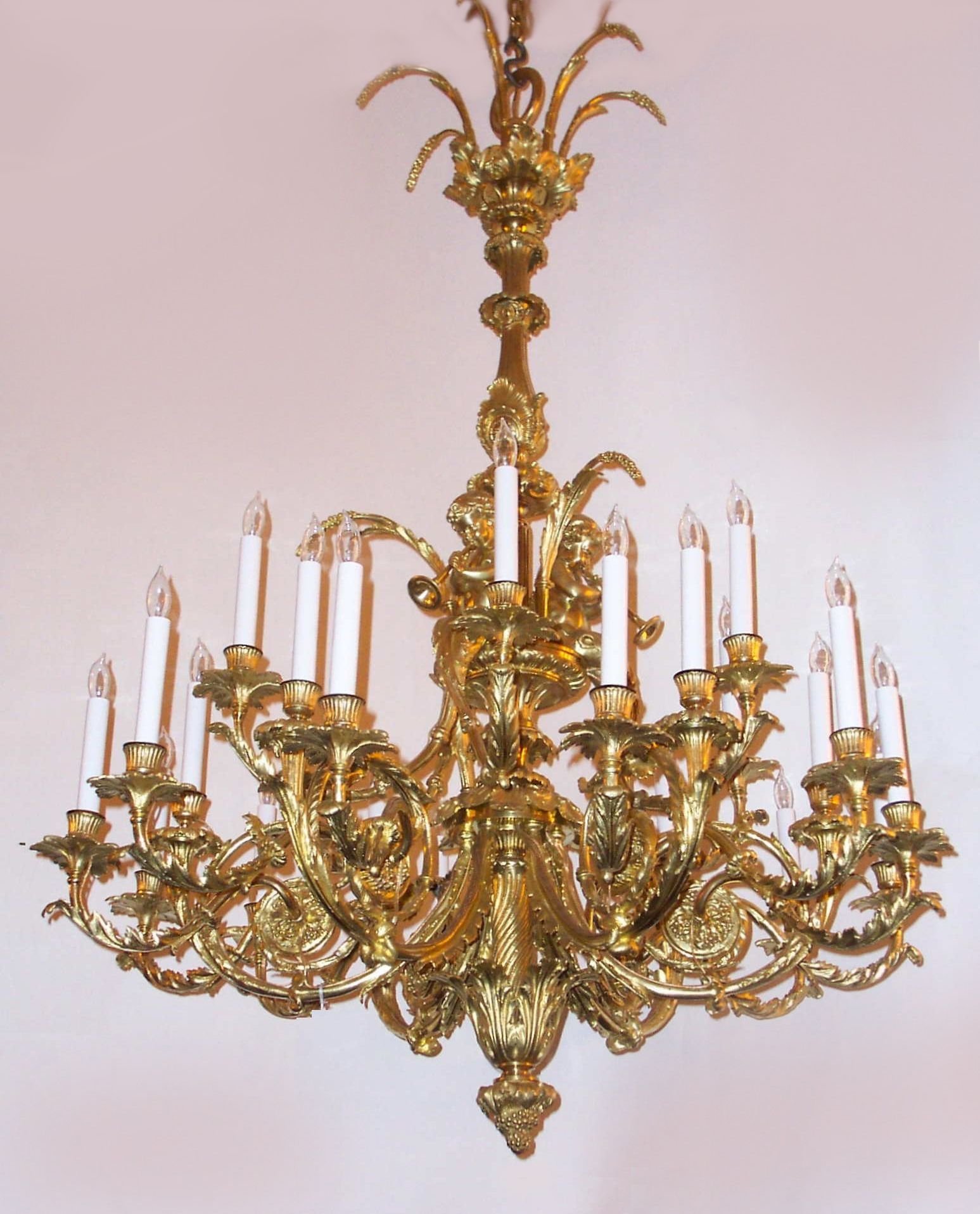 Antique French Louis 16th Gold Bronze Marie Antoinette Chandelier In Antique French Chandeliers (Photo 6 of 12)