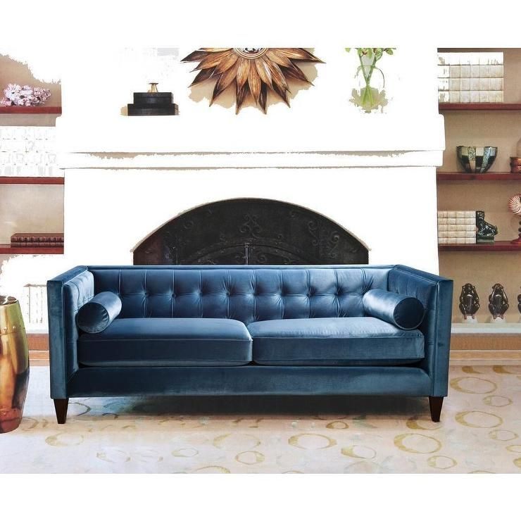 Arrieta Blue Velvet Tufted Sofa With Blue Tufted Sofas (View 12 of 15)