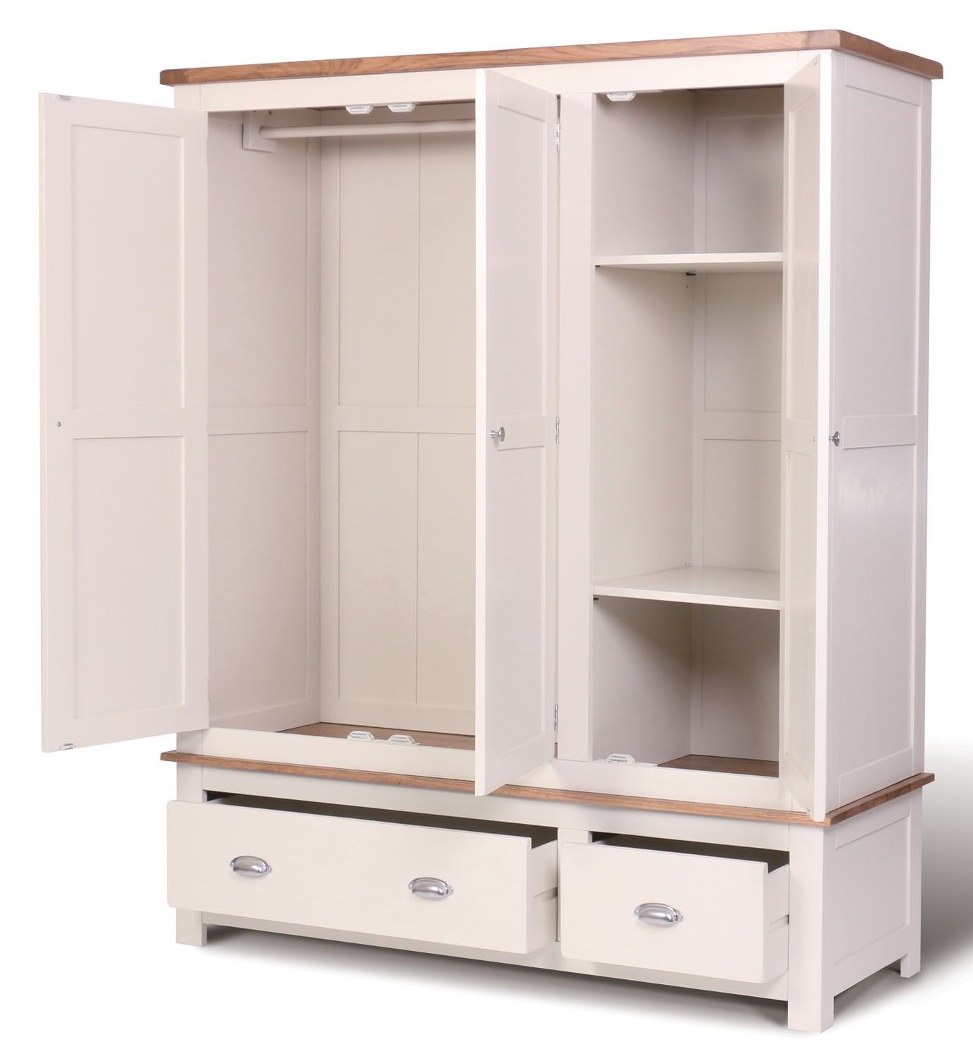 Ascot Triple Wardrobe With Drawers Wardrobes Bedroom Hallowood In Wardrobes With Drawers And Shelves (View 12 of 15)