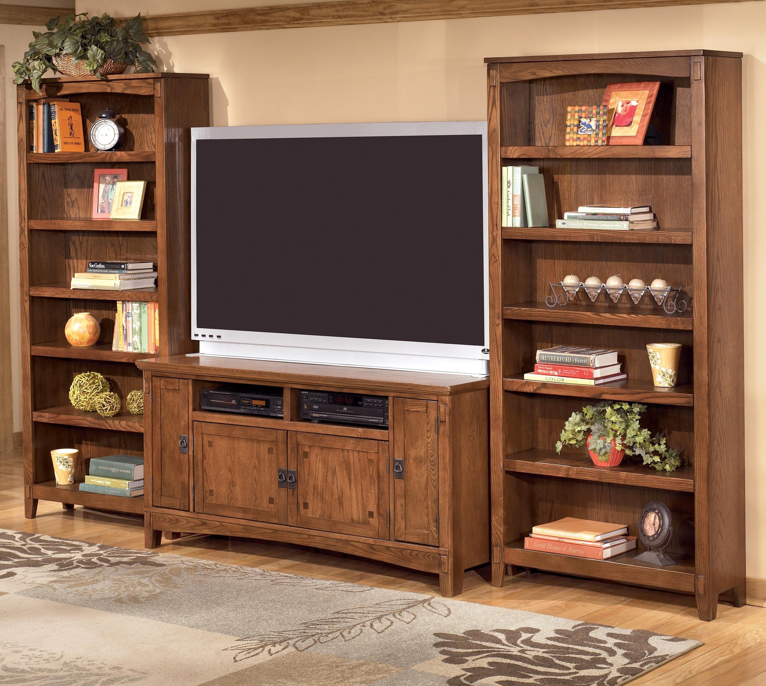 Ashley Furniture Cross Island 60 Inch Tv Stand 2 Large Bookcases In Bookcase With Tv Unit (Photo 5 of 15)