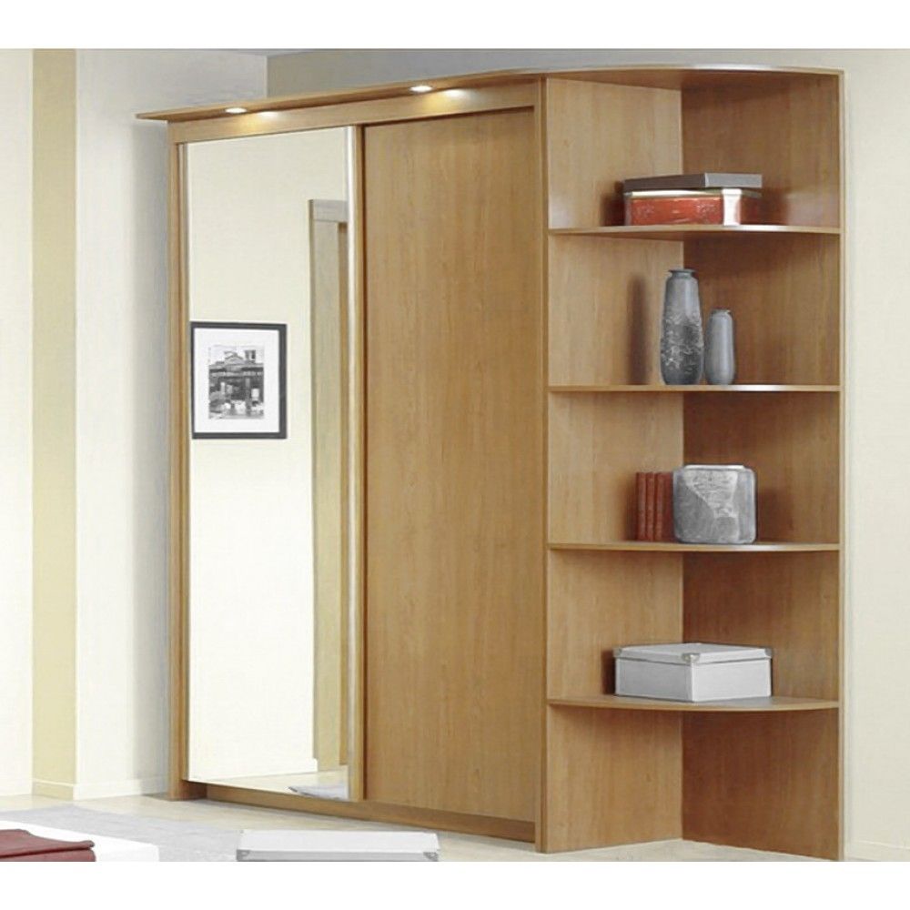 Baikal Solid And Mirror Sliding Doors Wide Wardrobe With Corner Regarding Wardrobes With Shelves (Photo 36 of 264)