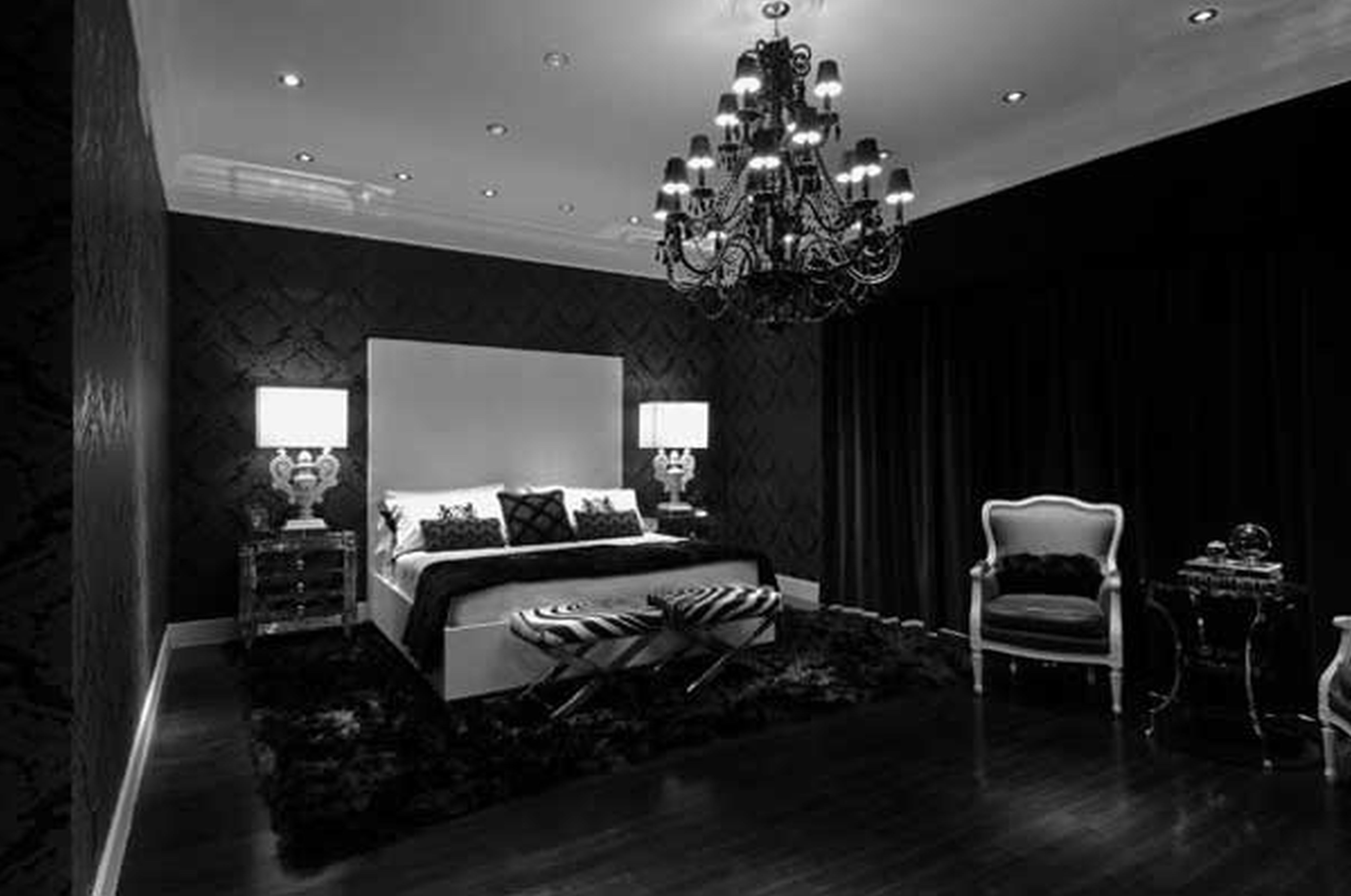 Bedroom 2017 Entrancing Black Bronze Shade Chandelier White Wall For Black Chandelier Bedroom (View 8 of 12)