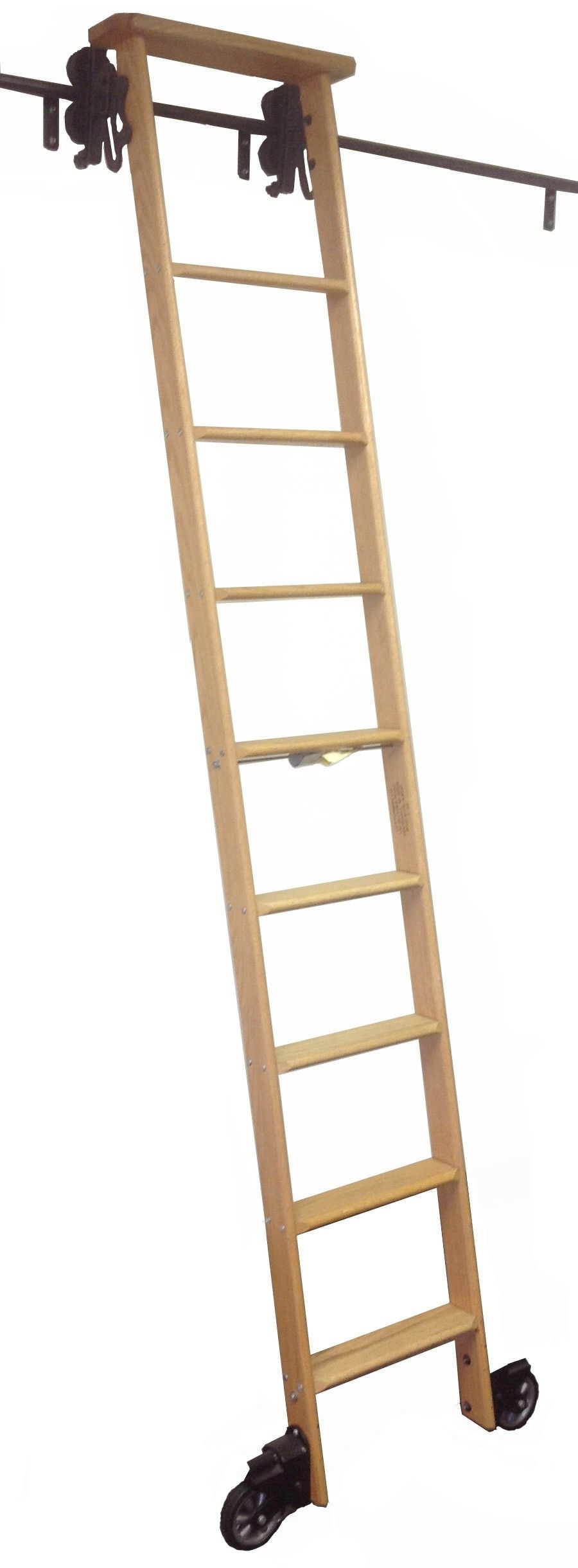 Black Finish Rolling Library Ladder Kits Pertaining To Rolling Library Ladder (View 8 of 15)