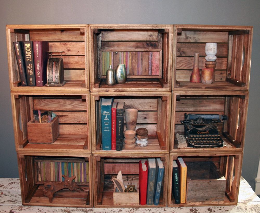 Bookshelf Bookcase 9 Handmade Crates Reclaimed Wood 22500 Via In Bookshelf Handmade (View 2 of 15)