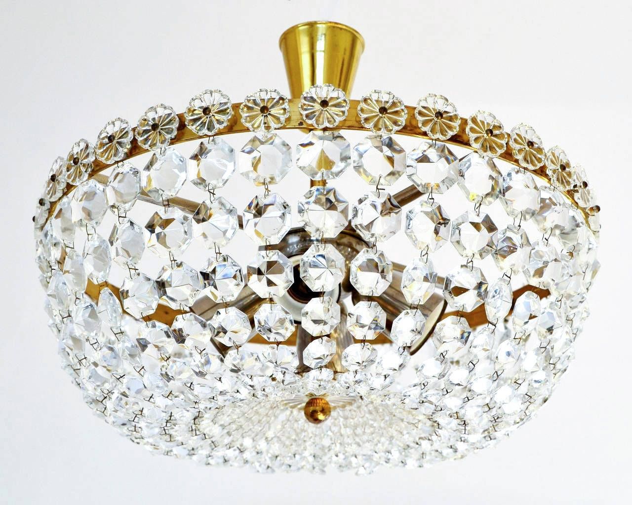 Brass And Nickel Basket Chandelier Or Flush Mount Bakalowits With Flush Chandelier (Photo 8 of 12)