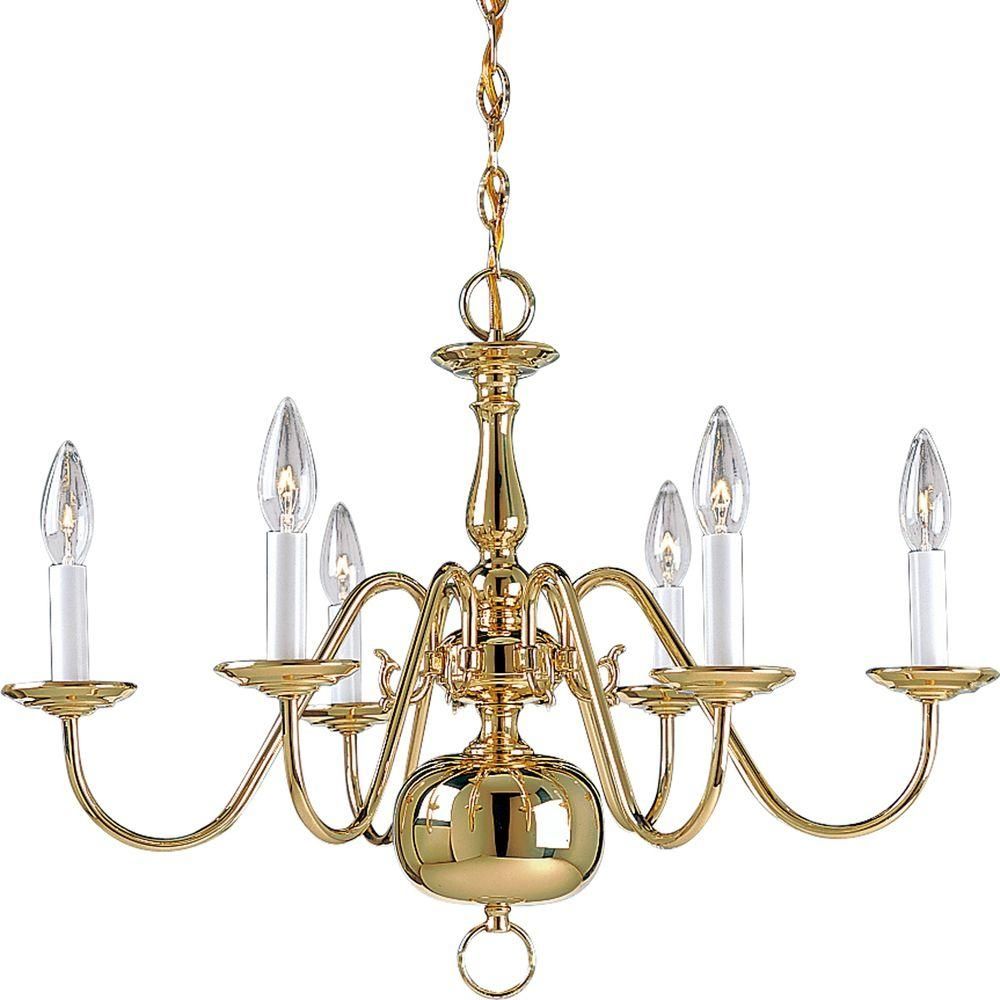 Brass Candle Style Chandeliers Hanging Lights The Home Depot With Regard To Brass Chandeliers (Photo 8 of 12)