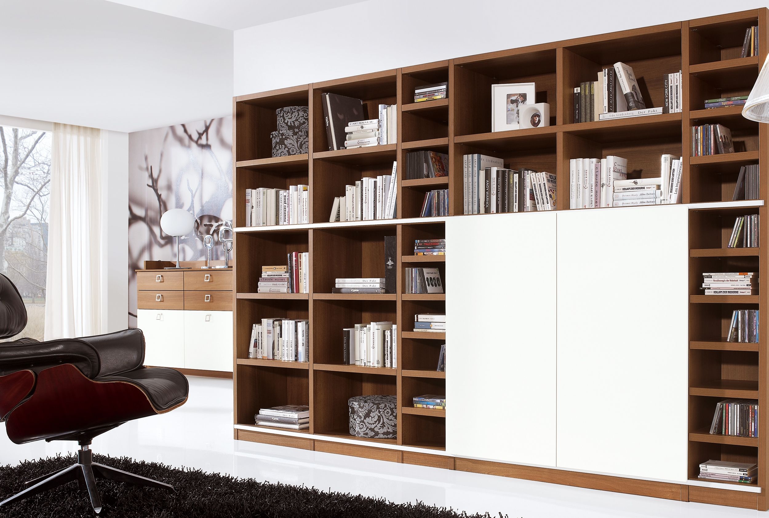 Brown And White Wooden Tv Cabinets With Doors For Hidden Tv Wall In Tv Unit Bookcase (View 12 of 15)
