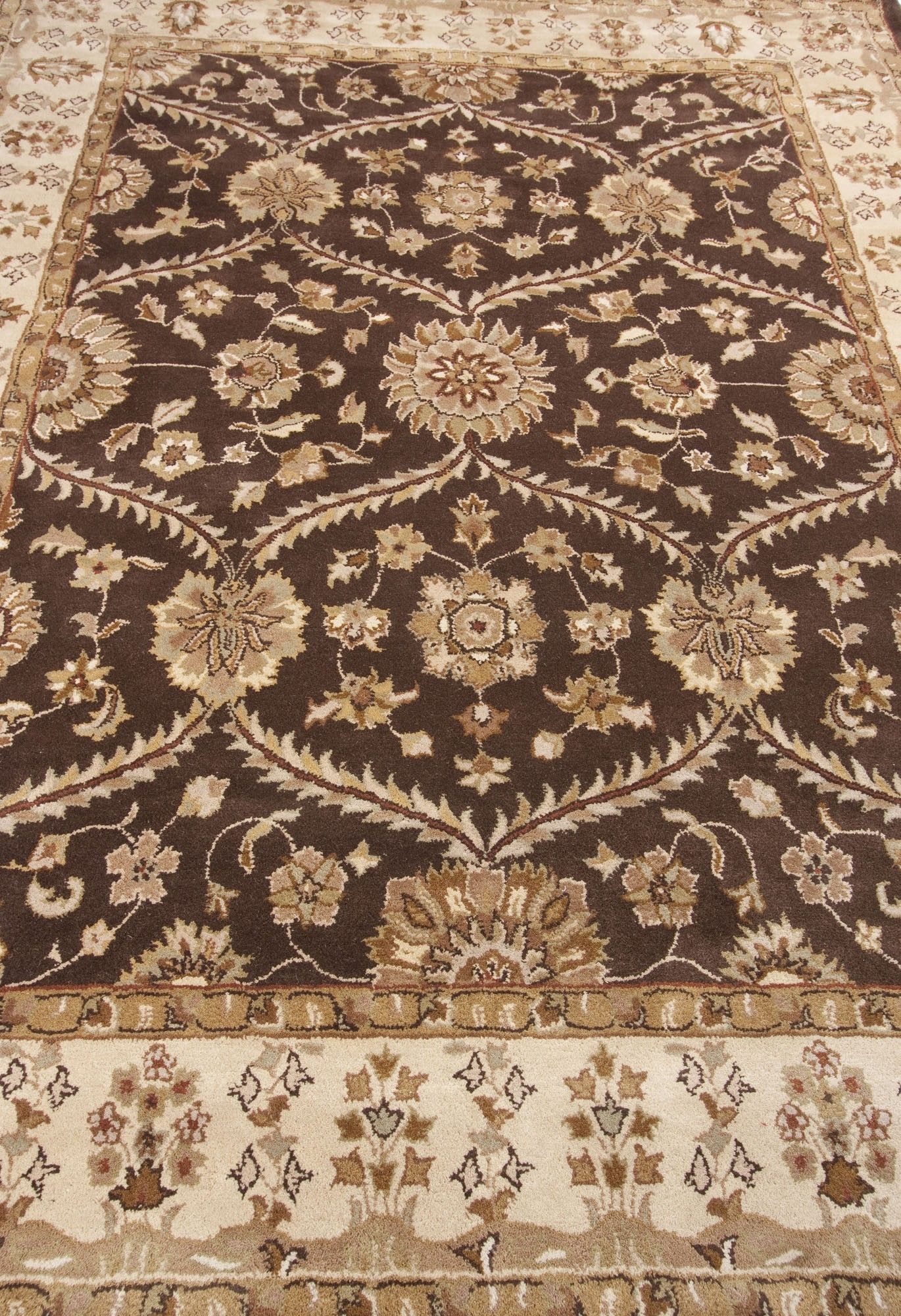 Brown Handmade Traditional Wool Area Rug Carpet Throughout Traditional Wool Area Rugs (View 2 of 15)