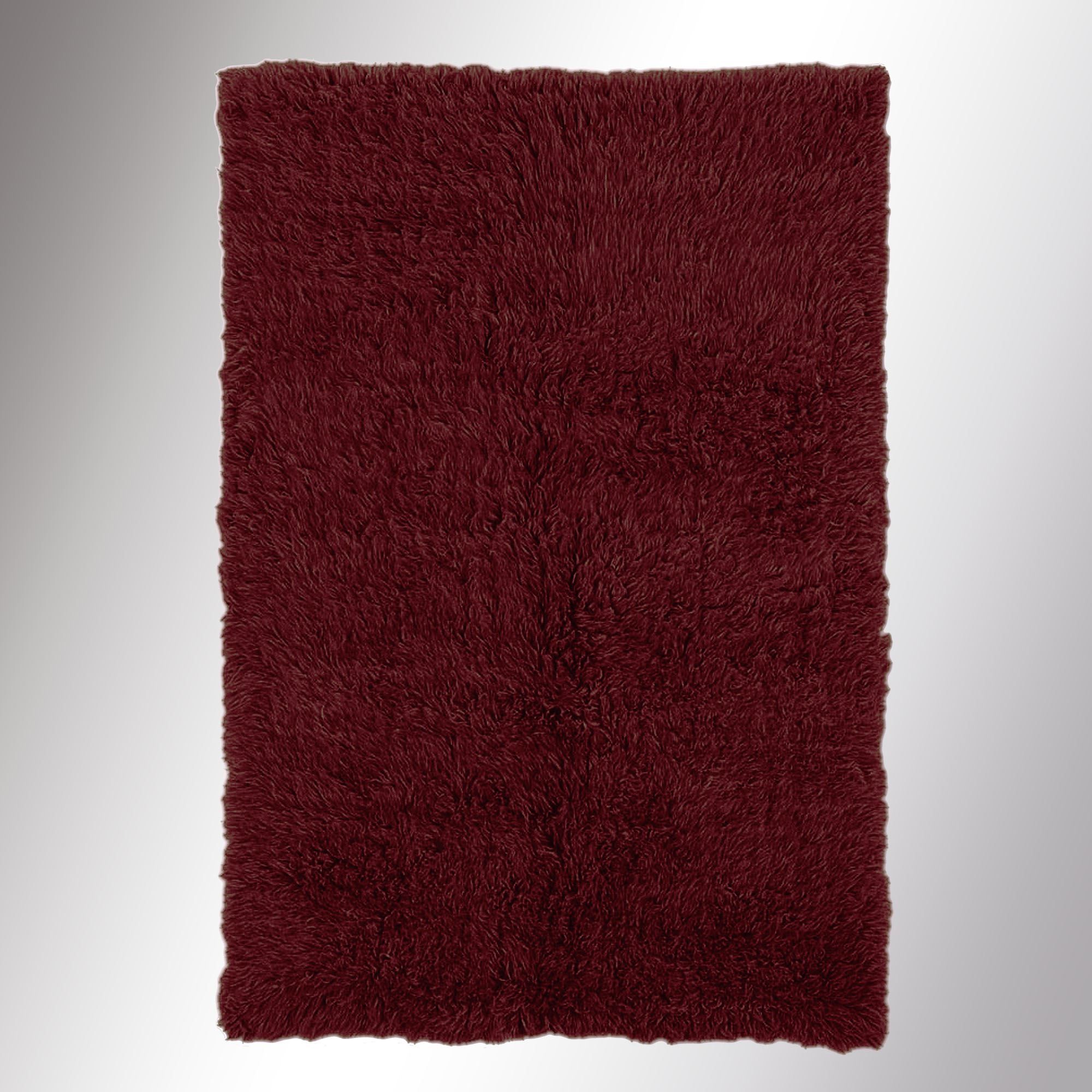 Burgundy Flokati Wool Shag Area Rugs With Wool Shag Area Rugs (View 13 of 15)