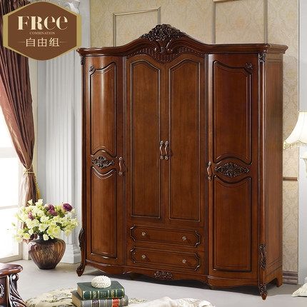 Buy Solid Wood Wardrobe Closet Four American Country Oak Wood Pertaining To Solid Wood Wardrobe Closets (Photo 2 of 15)